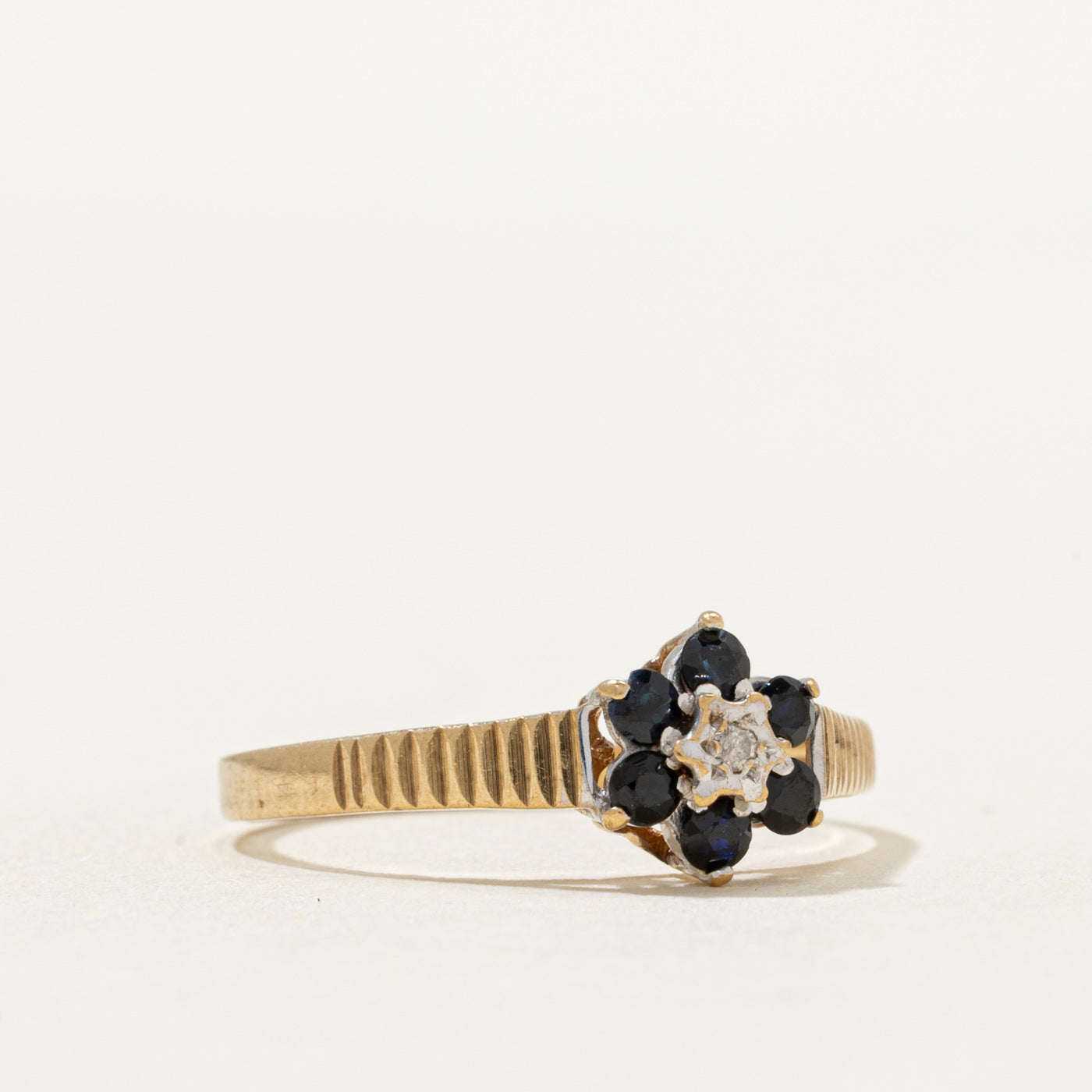 1987 Birmingham Sapphire & Diamond Petal Ring | 0.25ctw, 0.01ct | SZ 6.5