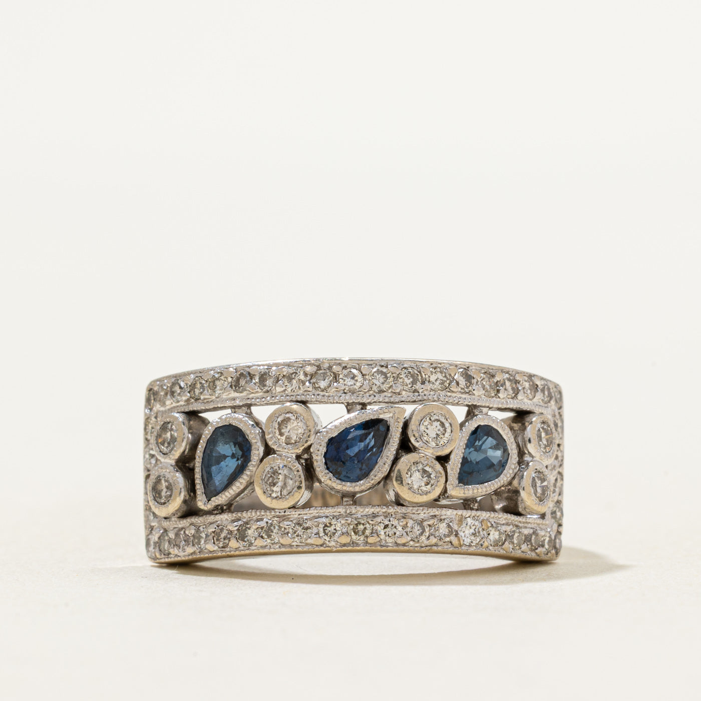 Diamond & Sapphire Ornate Ring | 0.53ctw, 0.33ctw | SZ 5.75