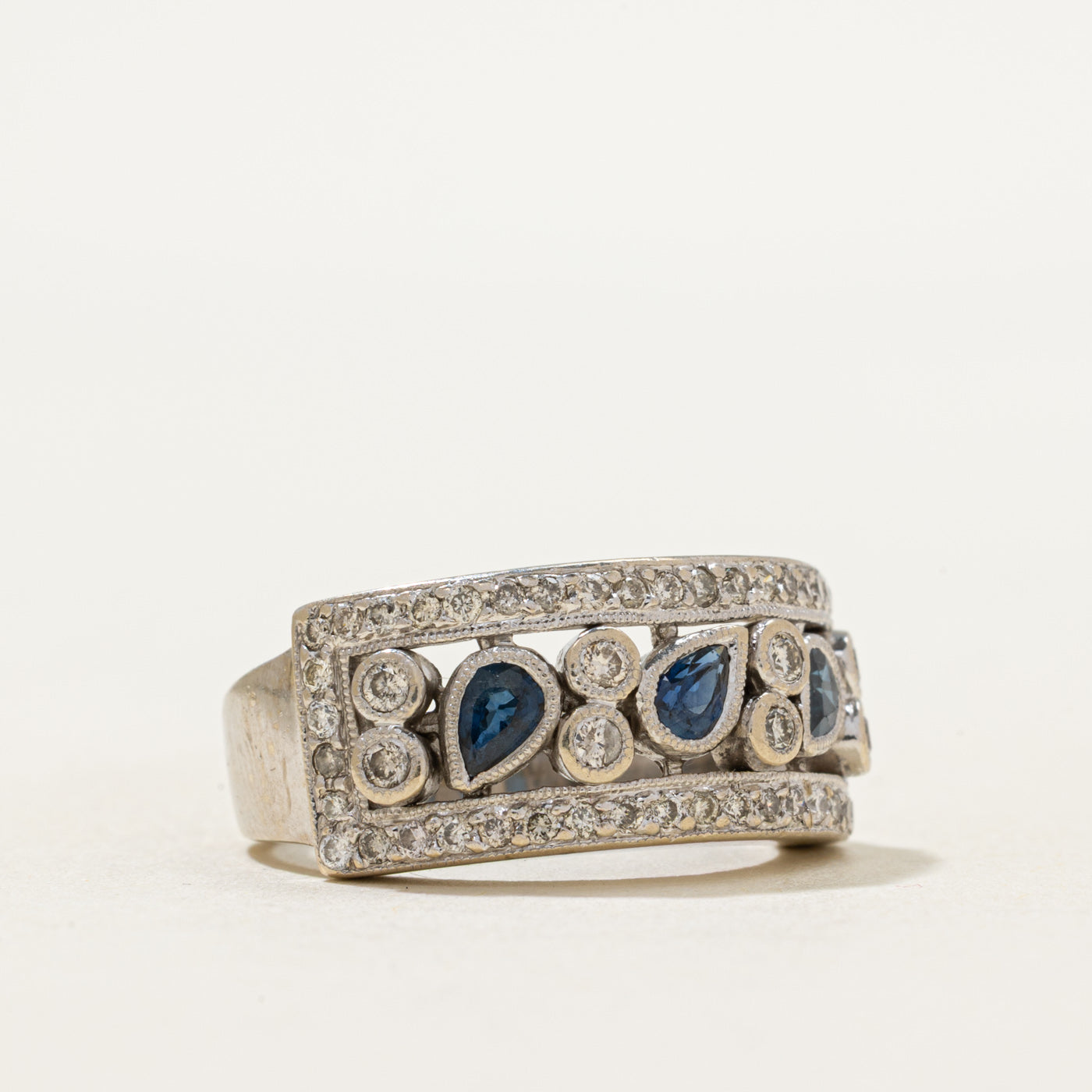 Diamond & Sapphire Ornate Ring | 0.53ctw, 0.33ctw | SZ 5.75