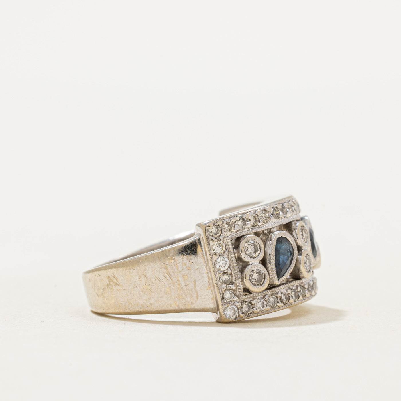 Diamond & Sapphire Ornate Ring | 0.53ctw, 0.33ctw | SZ 5.75