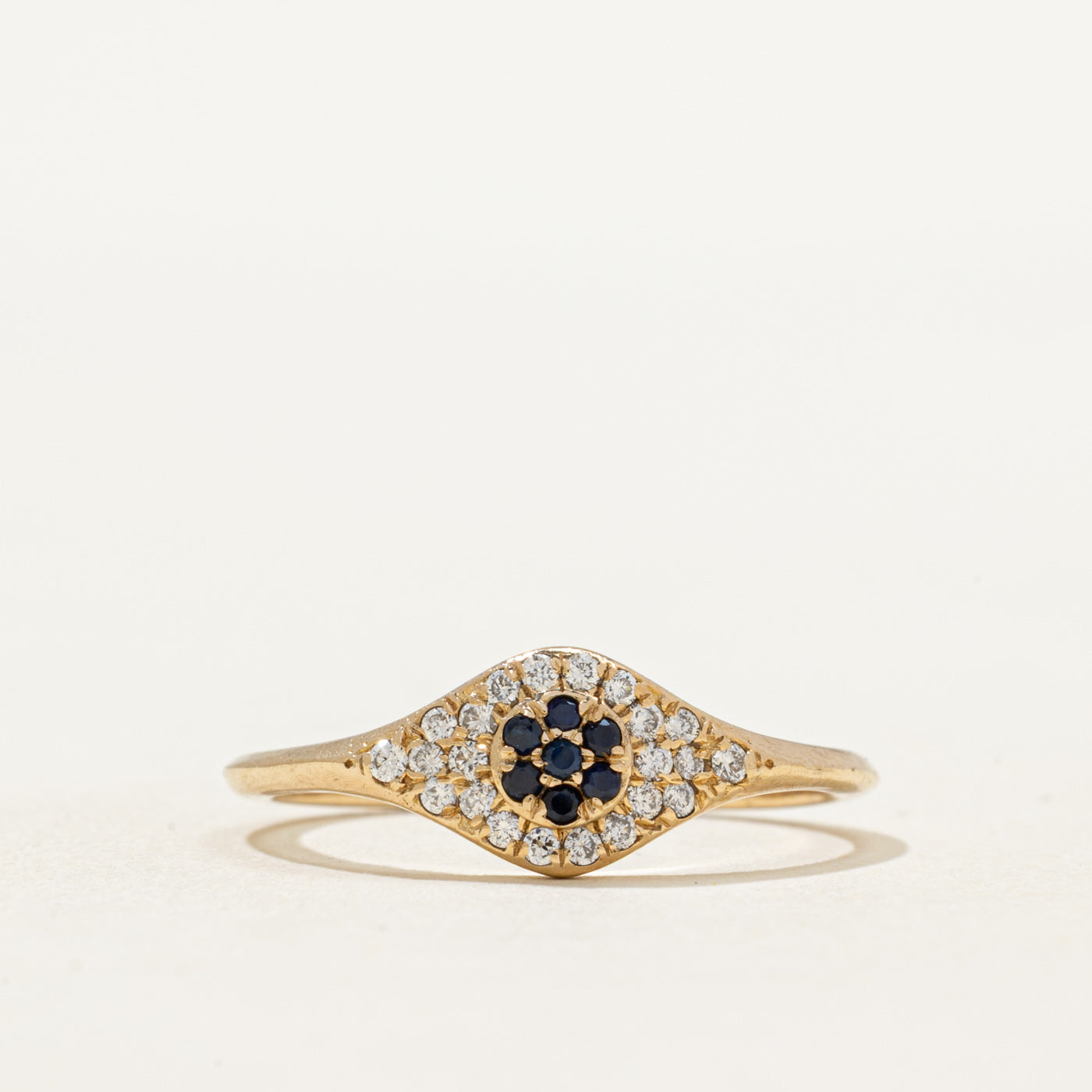 Diamond & Sapphire Evil Eye Ring | 0.11ctw, 0.05ctw | SZ 7.25