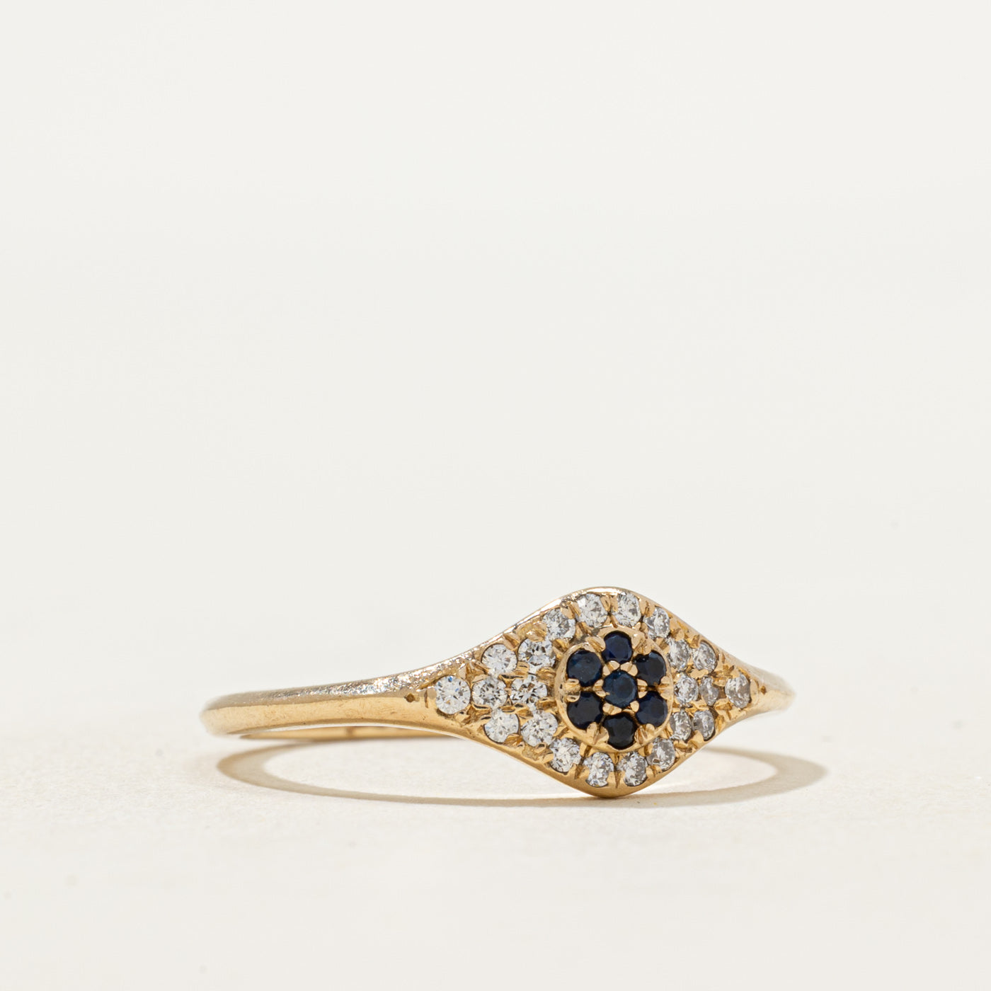 Diamond & Sapphire Evil Eye Ring | 0.11ctw, 0.05ctw | SZ 7.25