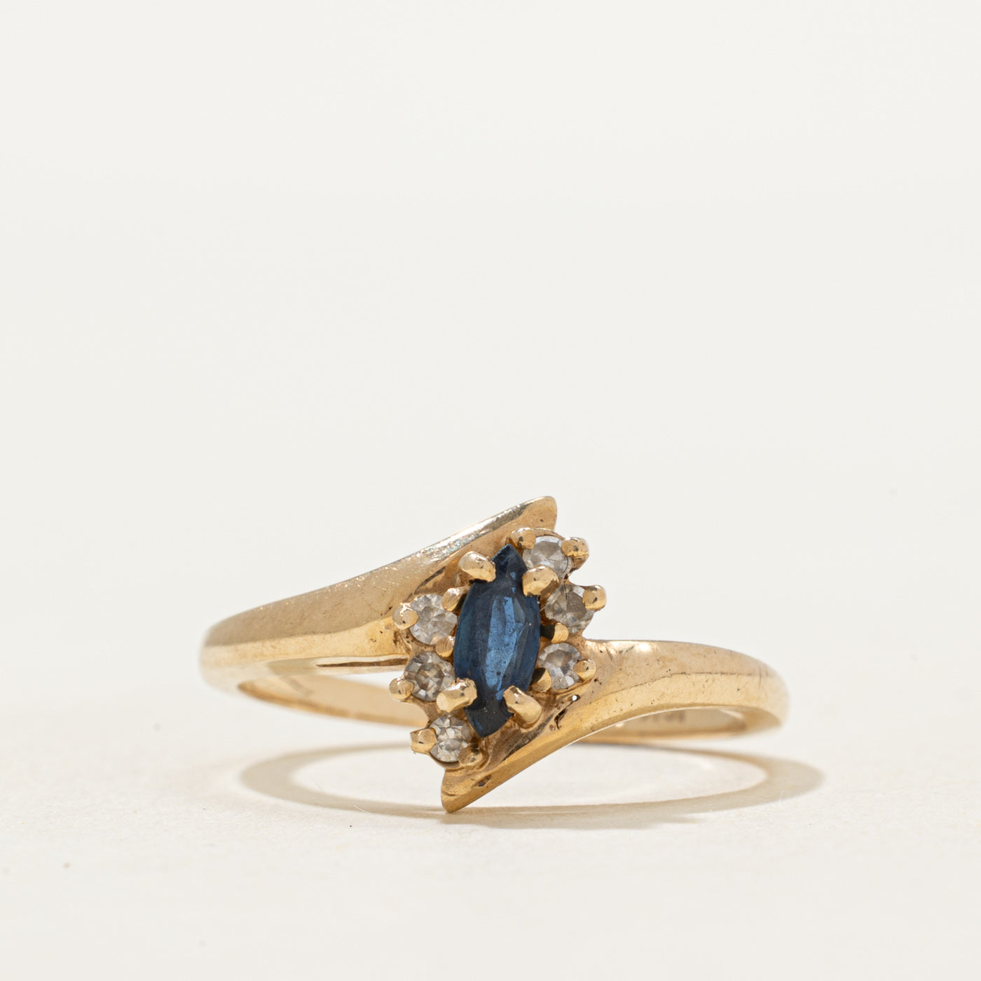 Sapphire & Diamond Bypass Petal Ring | 0.16ct, 0.09ctw | SZ 6.25