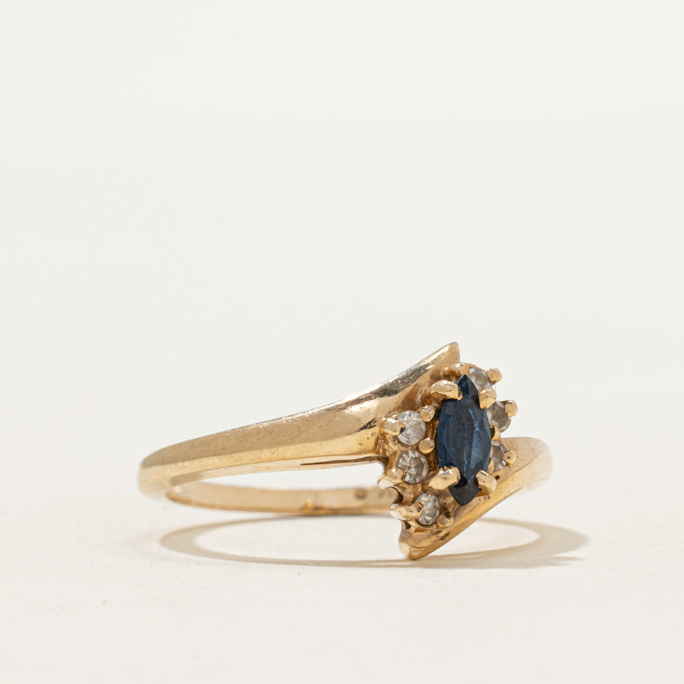 Sapphire & Diamond Bypass Petal Ring | 0.16ct, 0.09ctw | SZ 6.25