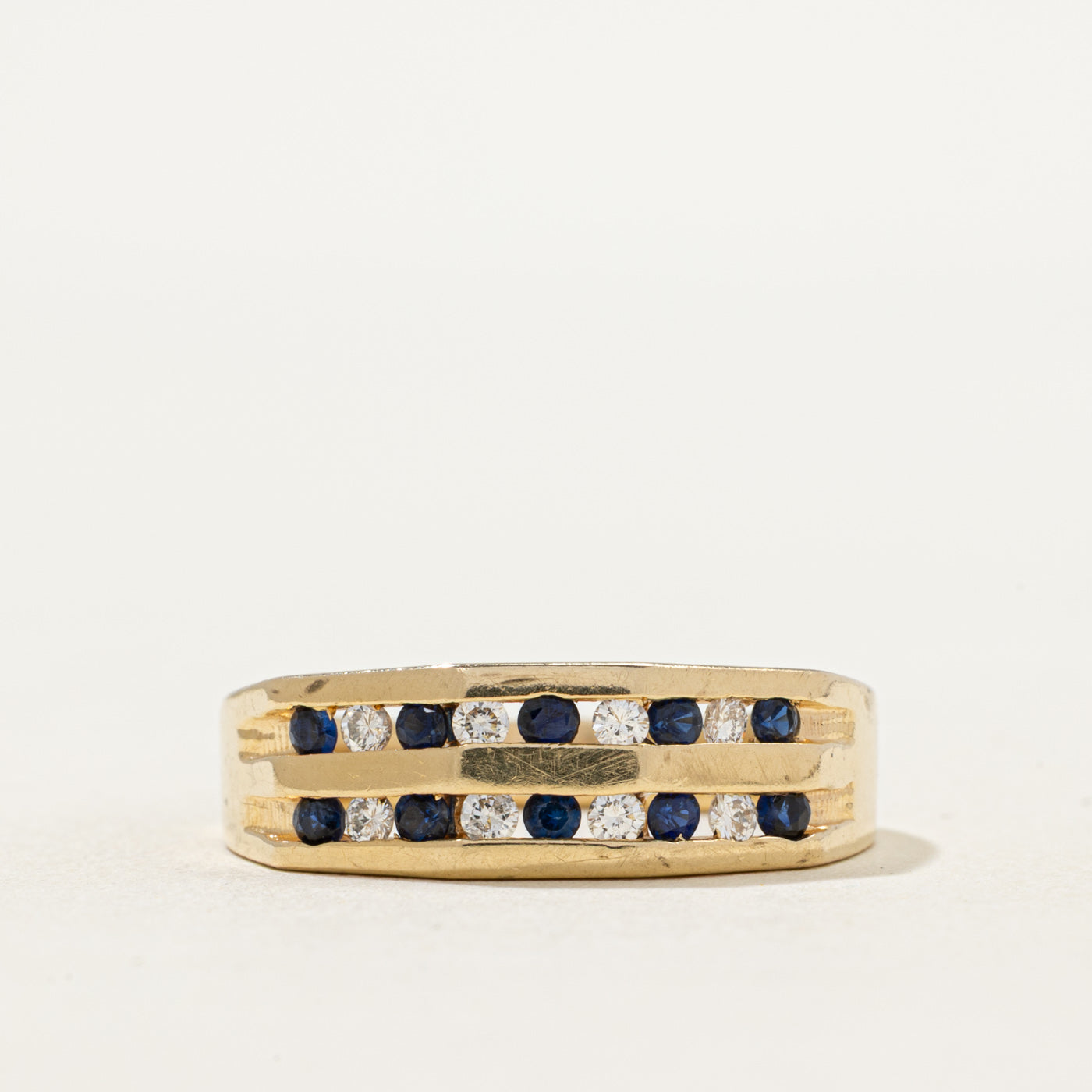 Double Row Sapphire & Diamond Ring | 0.30ctw, 0.20ctw | SZ 8.5