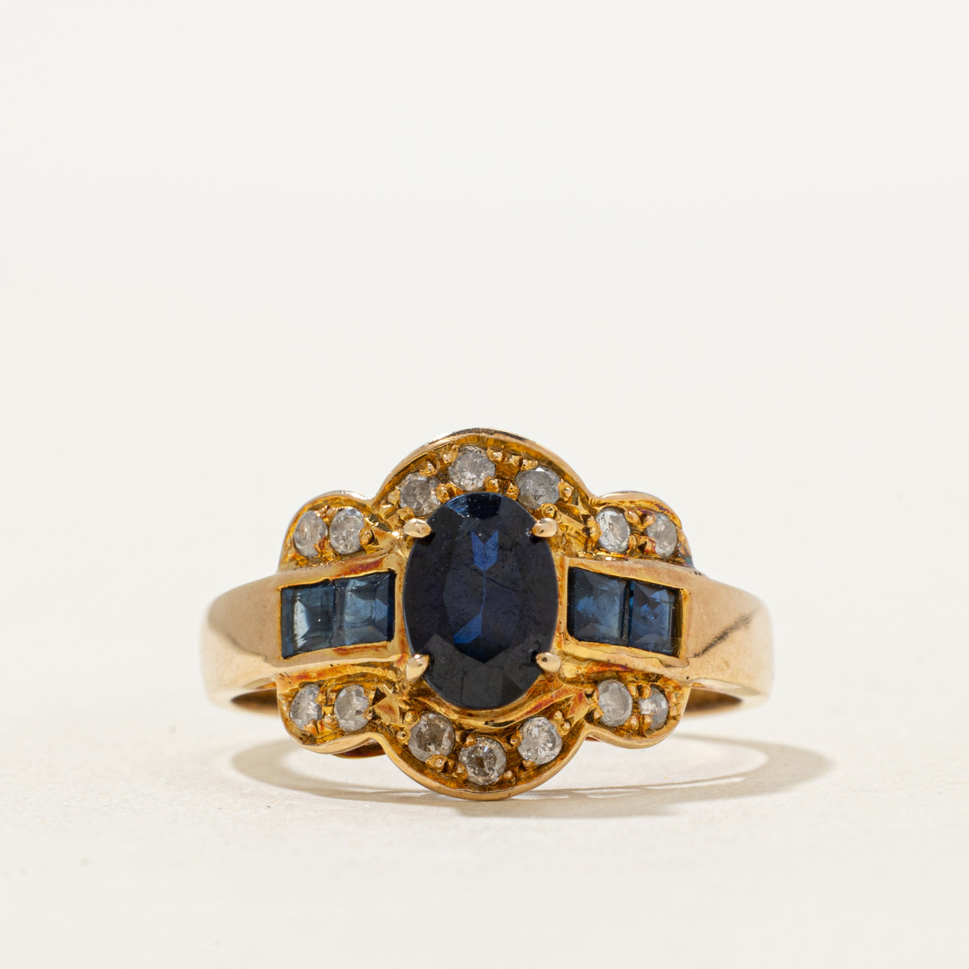 Bague semi-halo saphir et diamants | 0,50 ct, 0,20 ct | Taille 6,75