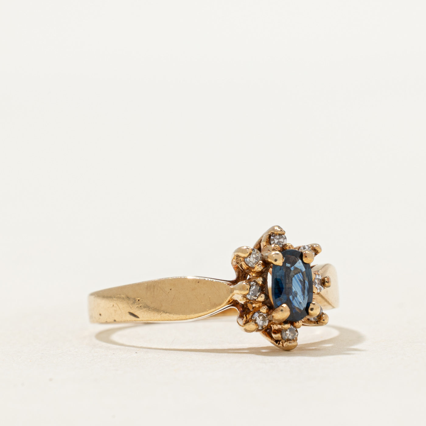 Sapphire & Diamond Petal Ring | 0.25ct, 0.06ctw | SZ 6.25