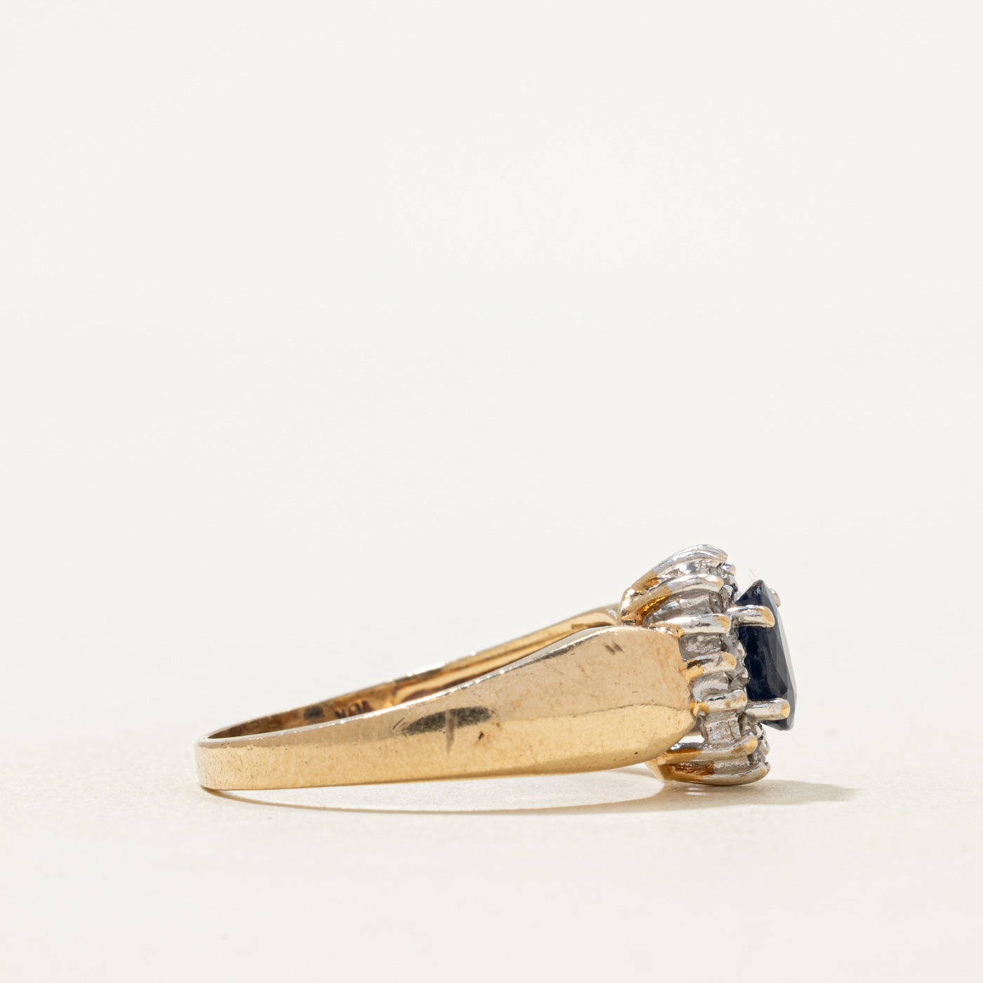 Oval Cut Sapphire & Diamond Petal Ring | 0.65ct, 0.13ctw | SZ 7