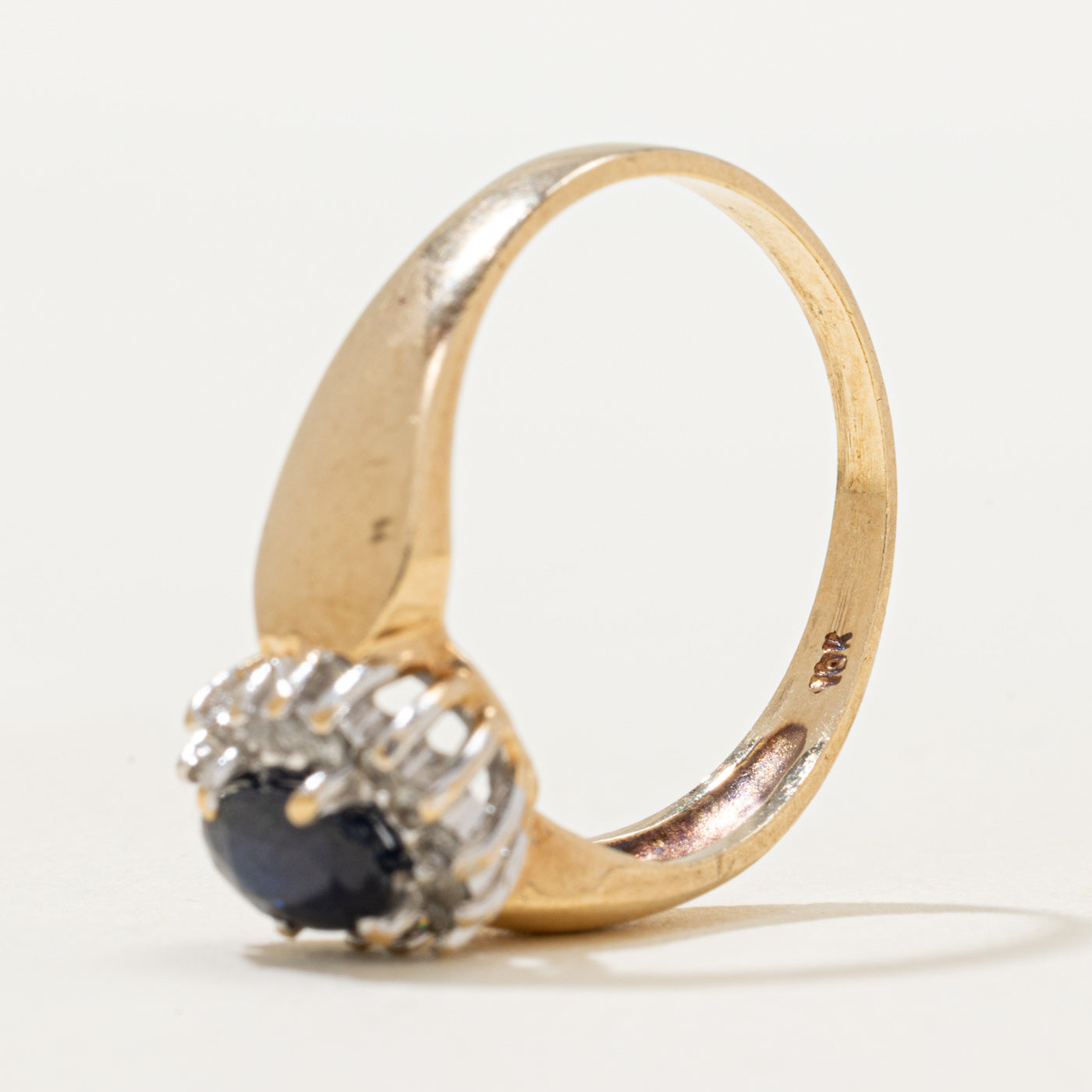 Oval Cut Sapphire & Diamond Petal Ring | 0.65ct, 0.13ctw | SZ 7