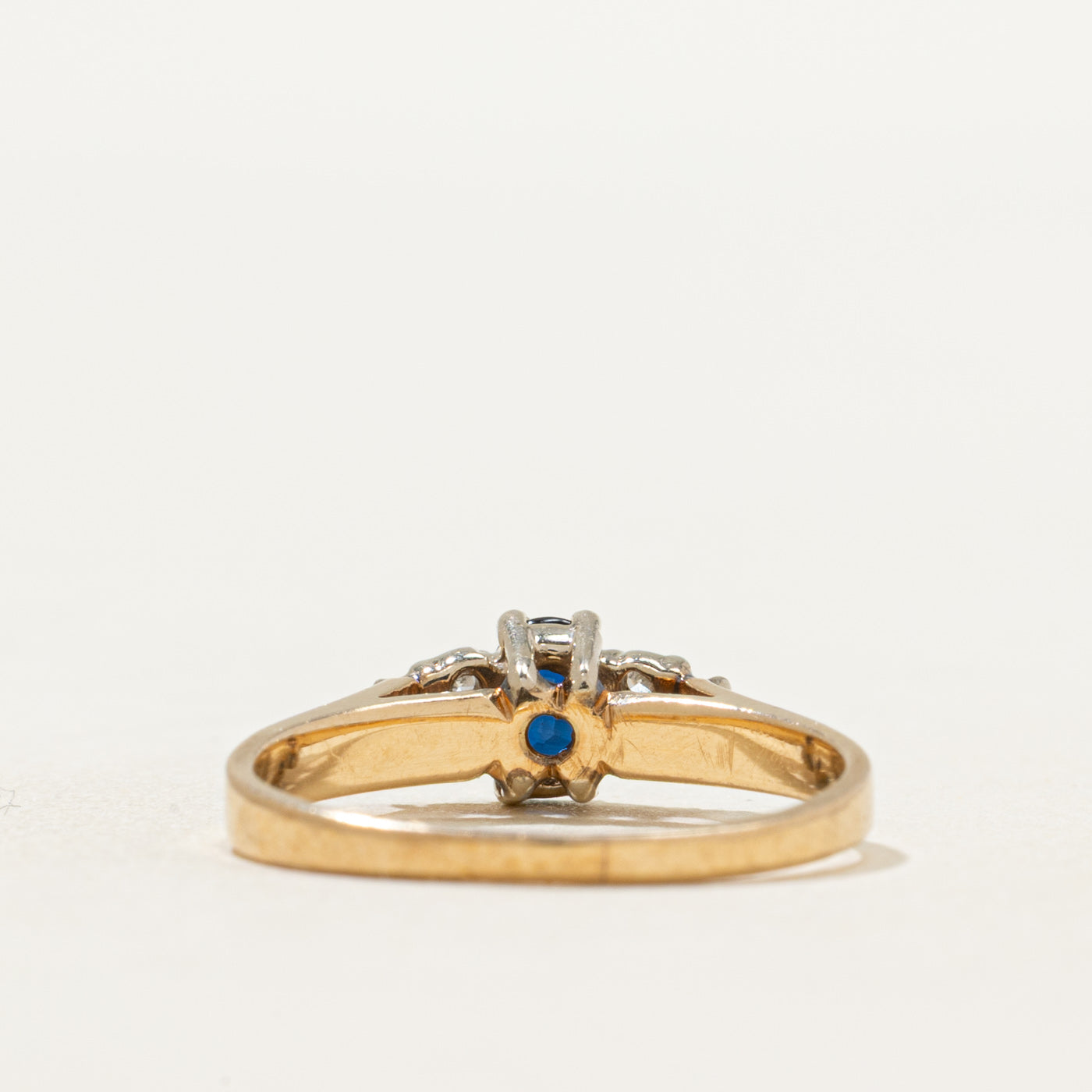 Oval Cut Sapphire & Diamond Ring | 0.32ct, 0.06ctw | SZ 5