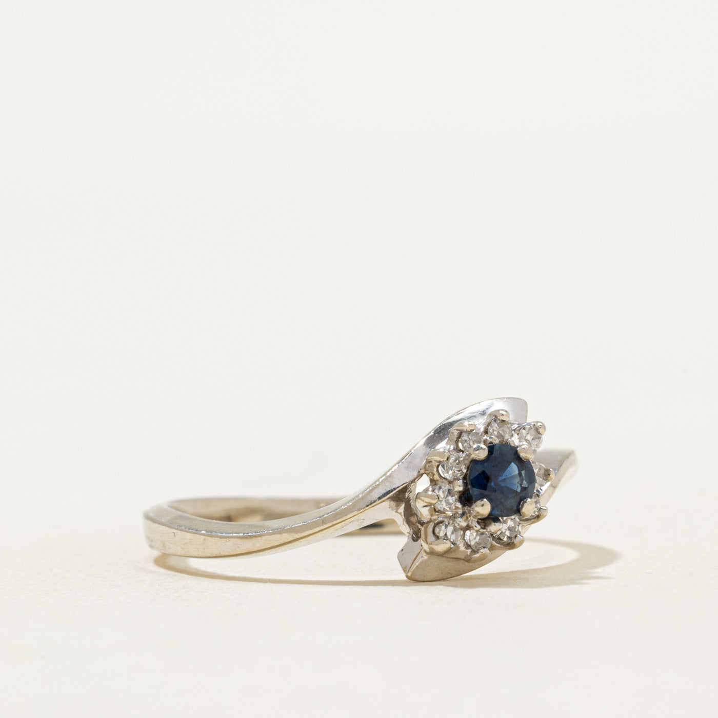 Sapphire & Diamond Bypass Ring | 0.18ct, 0.09ctw | SZ 7.75