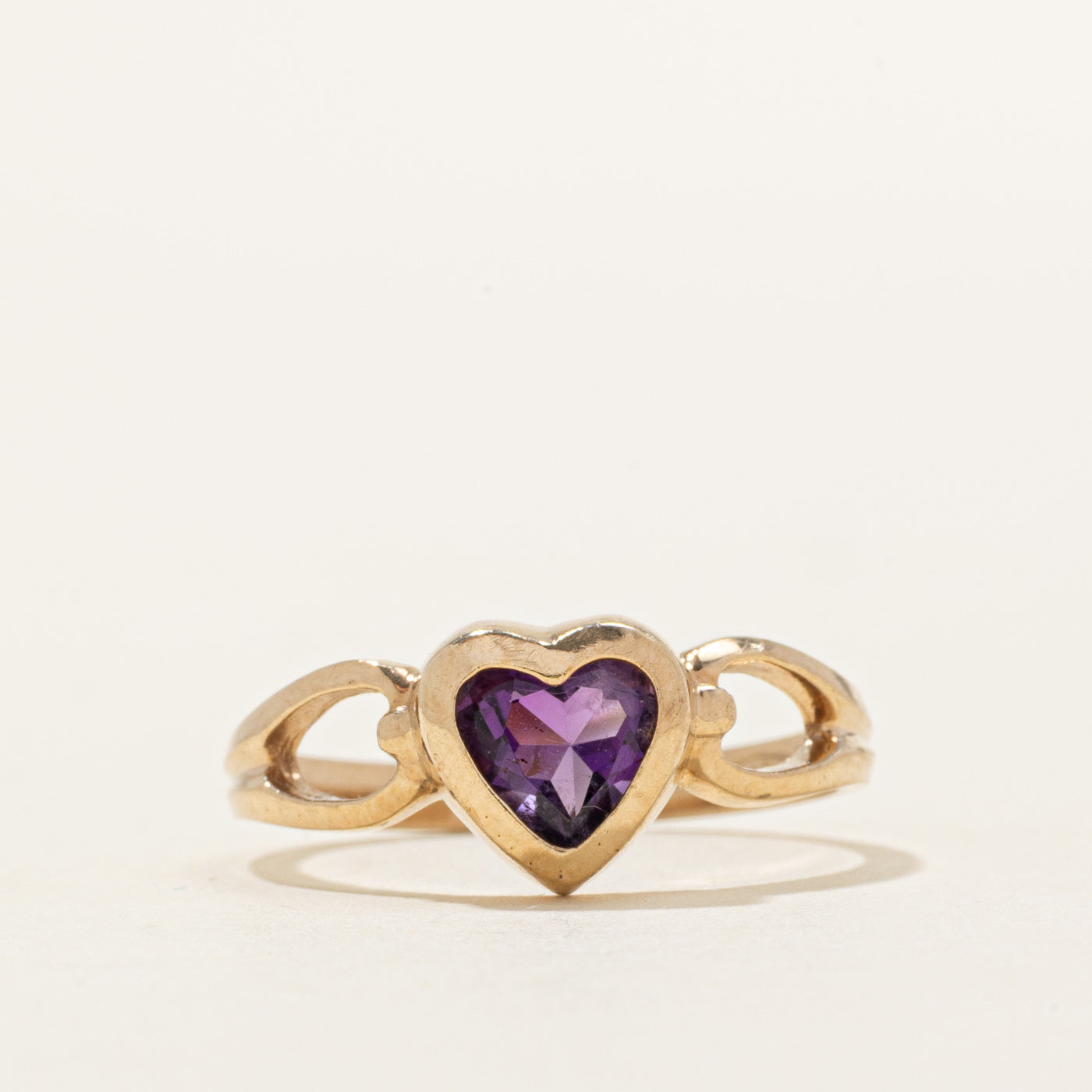 Bezel Set Heart Cut Amethyst Ring | 0.70ct | SZ 5.25