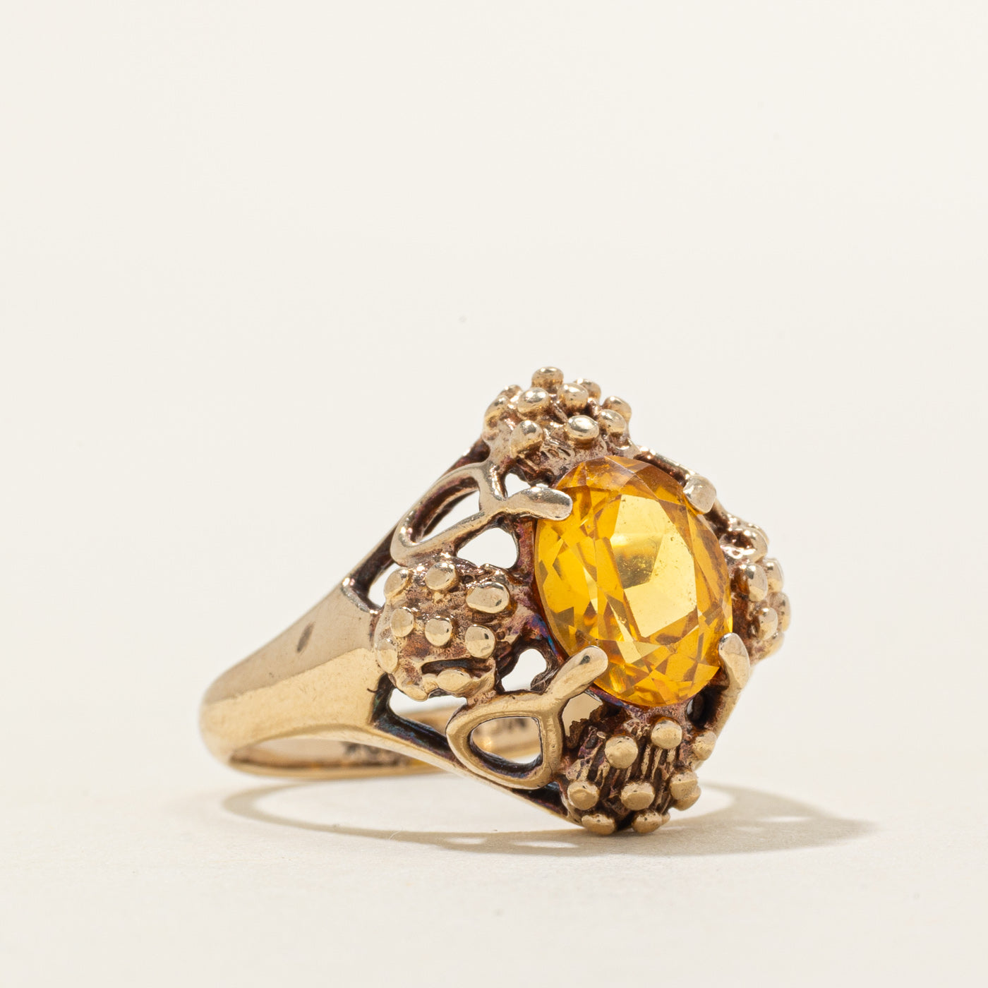 Synthetic Yellow Sapphire Openwork Cocktail Ring | 2.25ct | SZ 5.75