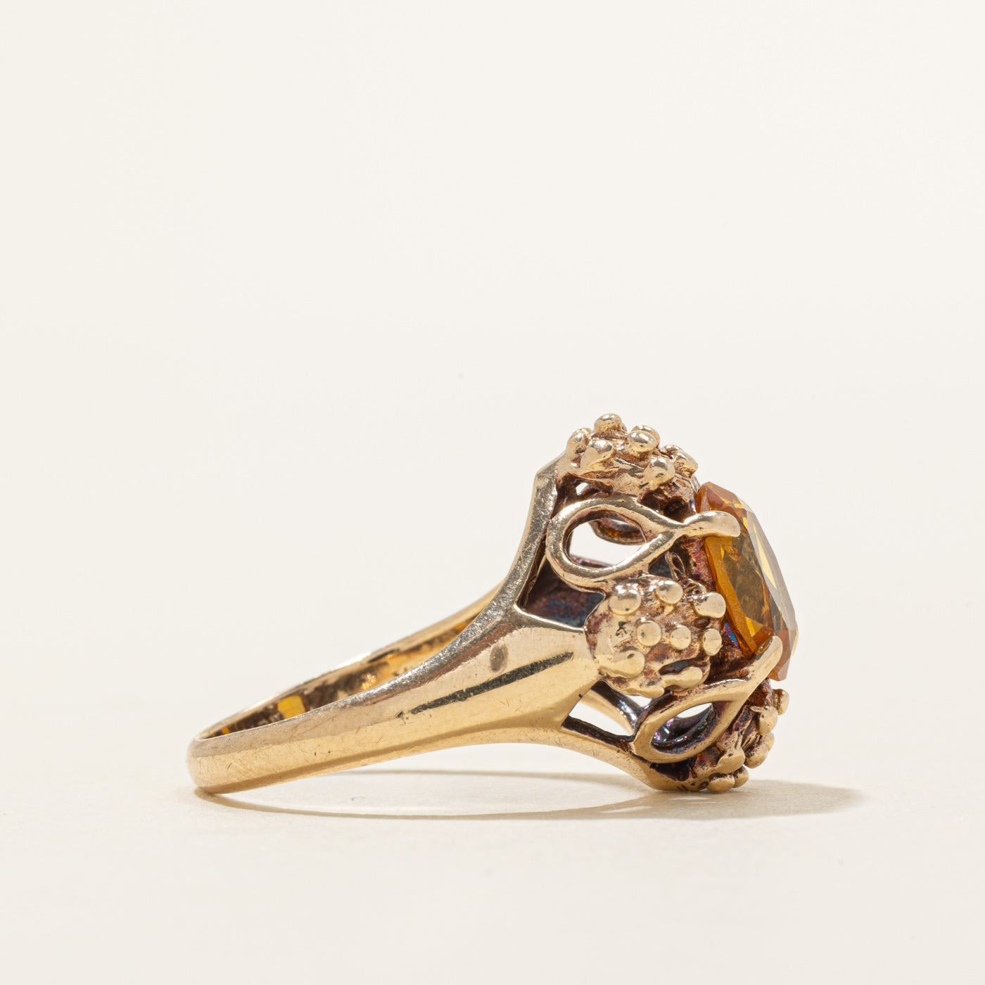 Synthetic Yellow Sapphire Openwork Cocktail Ring | 2.25ct | SZ 5.75