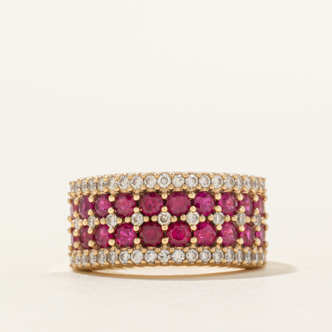 Multi-Row Ruby & Diamond Band | 1.25ctw, 0.47ctw | SZ 6