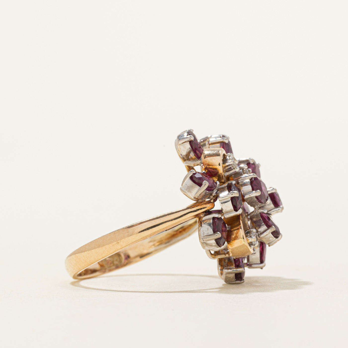 Scattered Ruby & Diamond Cocktail Ring | 3.75ctw, 0.10ctw | SZ 7.5