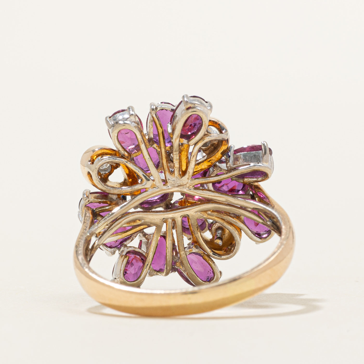 Scattered Ruby & Diamond Cocktail Ring | 3.75ctw, 0.10ctw | SZ 7.5