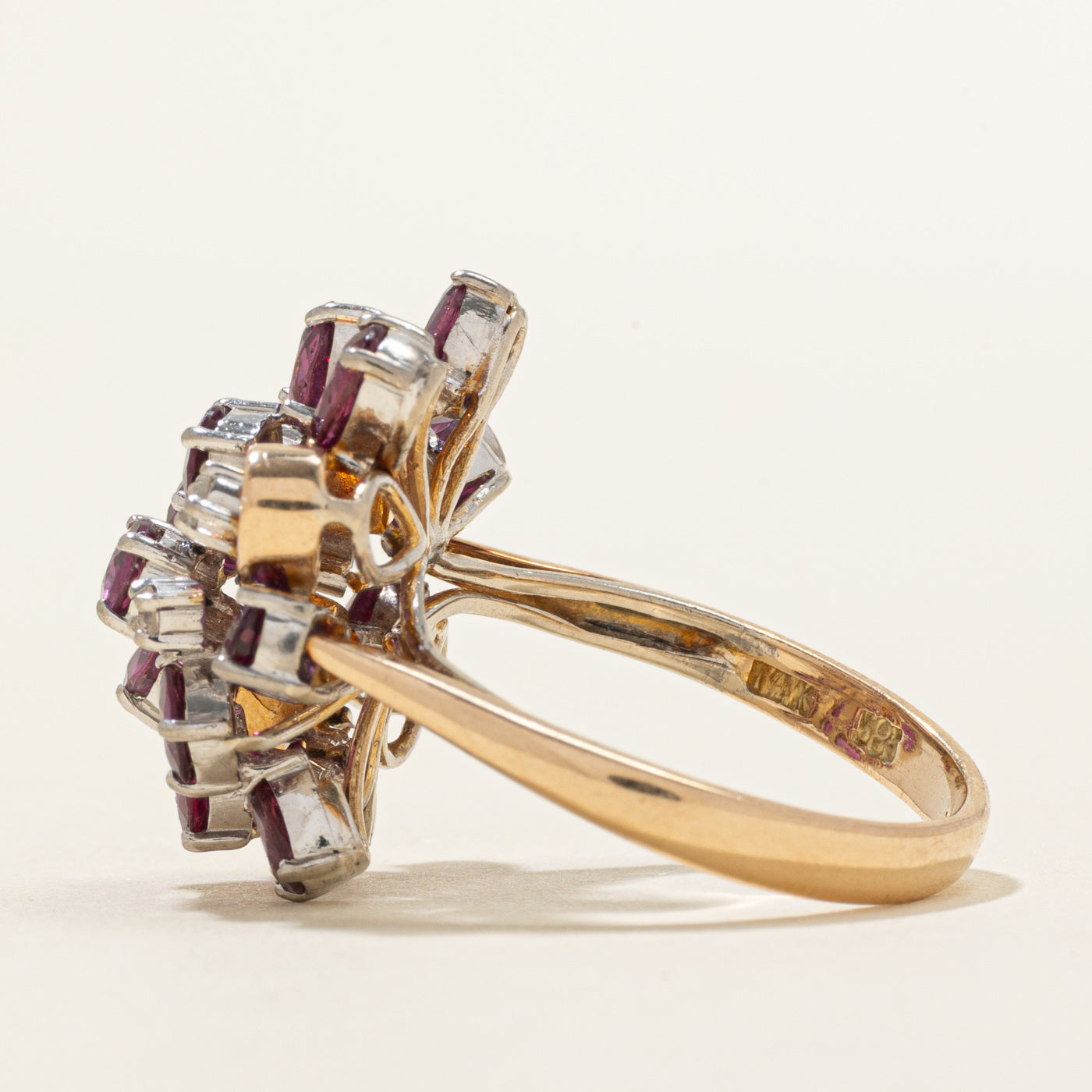 Scattered Ruby & Diamond Cocktail Ring | 3.75ctw, 0.10ctw | SZ 7.5
