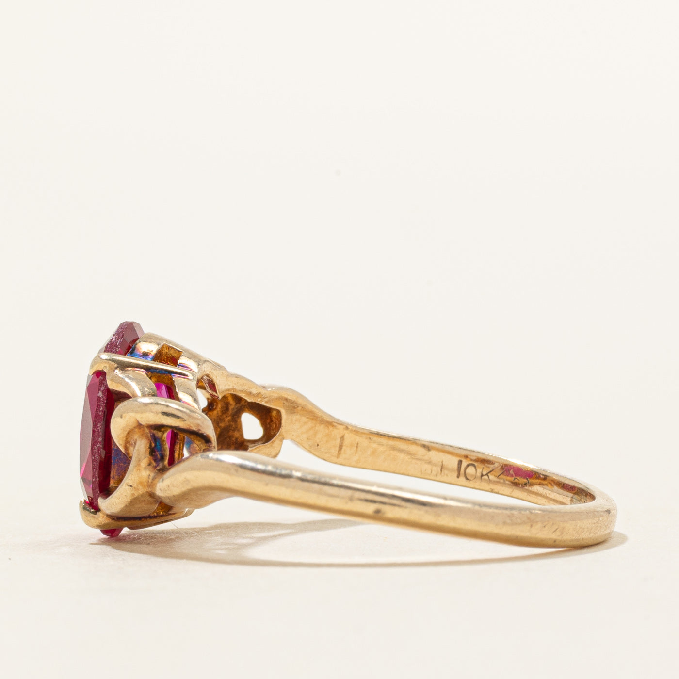 Synthetic Ruby Twisted Ring | 2.60ct | SZ 8.25