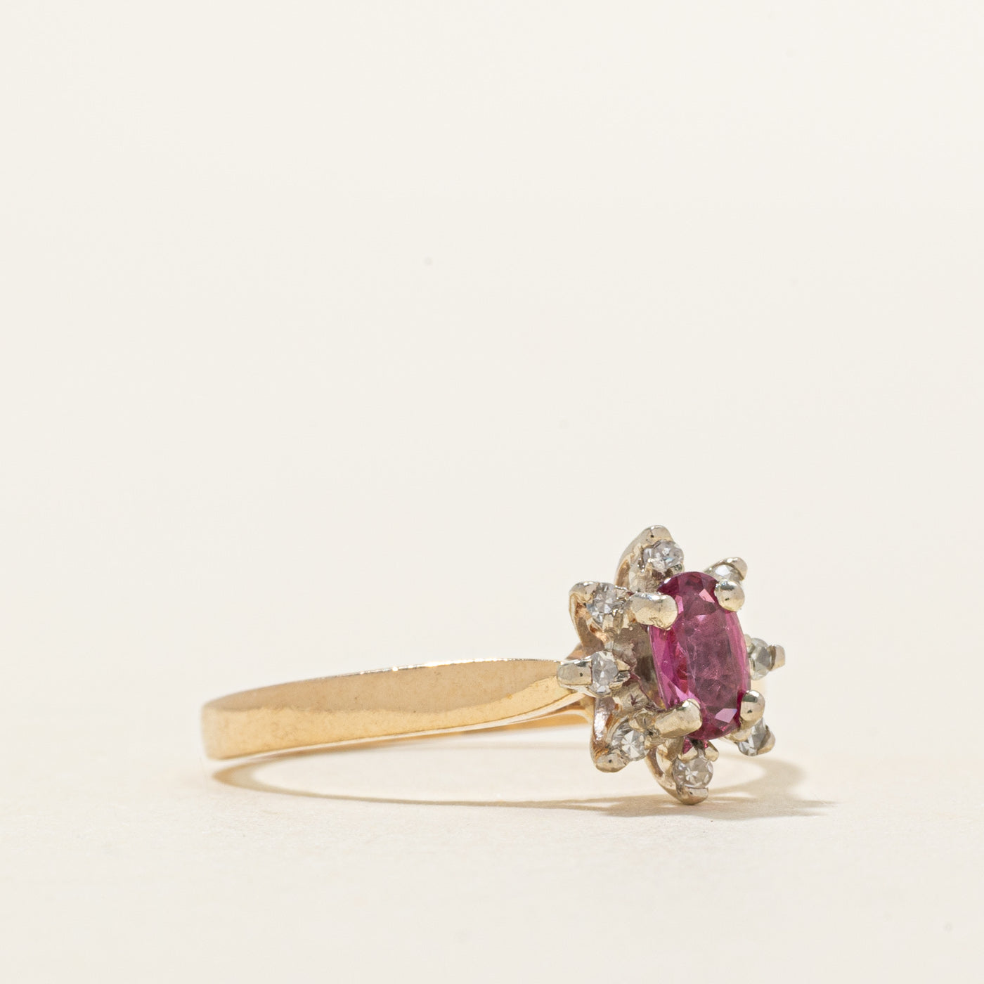 Ruby & Diamond Petal Ring | 0.18ct, 0.08ctw | SZ 5.5