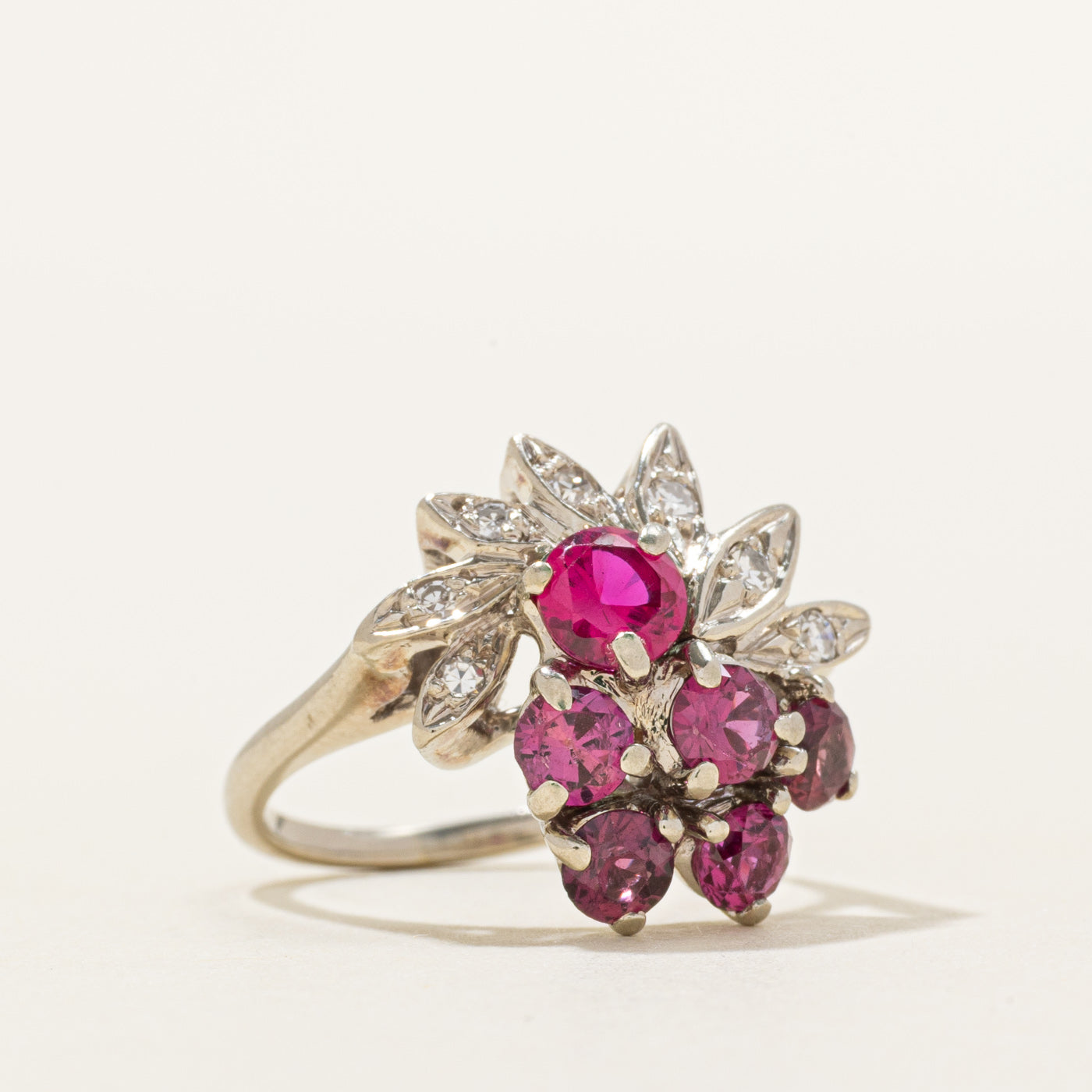 Natural Ruby, Synthetic Ruby & Diamond Coralberry Ring | 0.90ctw, 0.45ctw, 0.07ctw | SZ 4