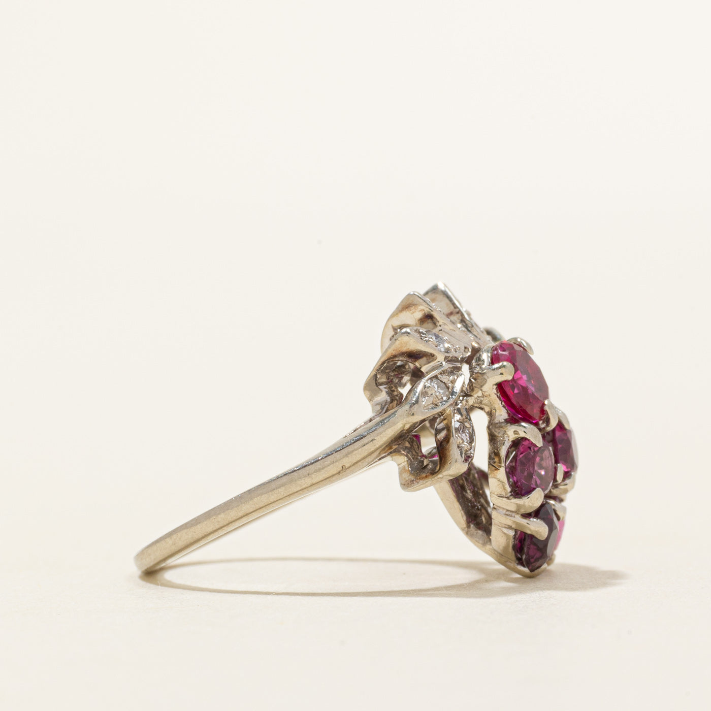 Natural Ruby, Synthetic Ruby & Diamond Coralberry Ring | 0.90ctw, 0.45ctw, 0.07ctw | SZ 4