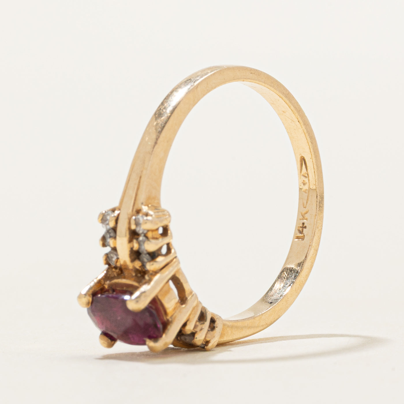 Oval Cut Ruby & Diamond Accented Ring | 0.60ct, 0.06ctw | SZ 6
