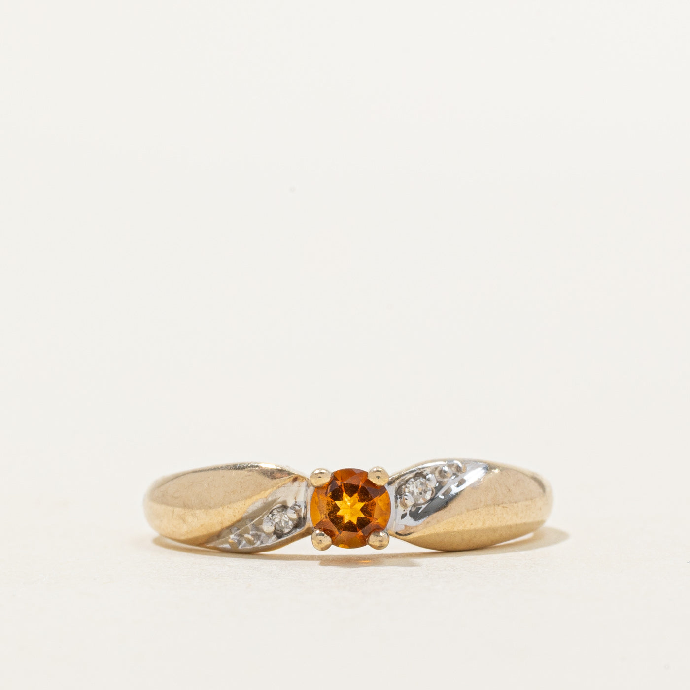 Citrine & Diamond Reverse Tapered Ring | 0.15ct, 0.01ctw | SZ 6