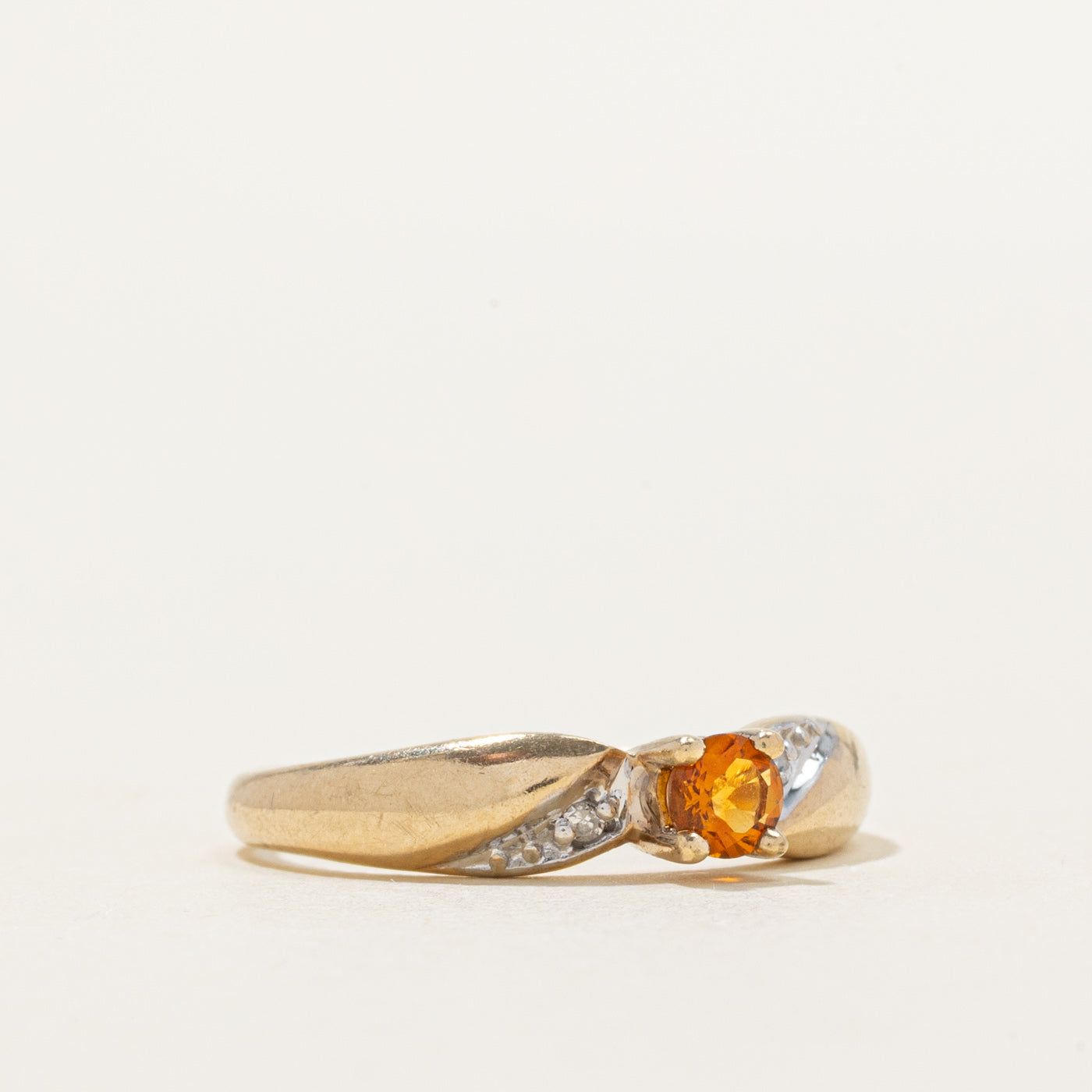 Citrine & Diamond Reverse Tapered Ring | 0.15ct, 0.01ctw | SZ 6