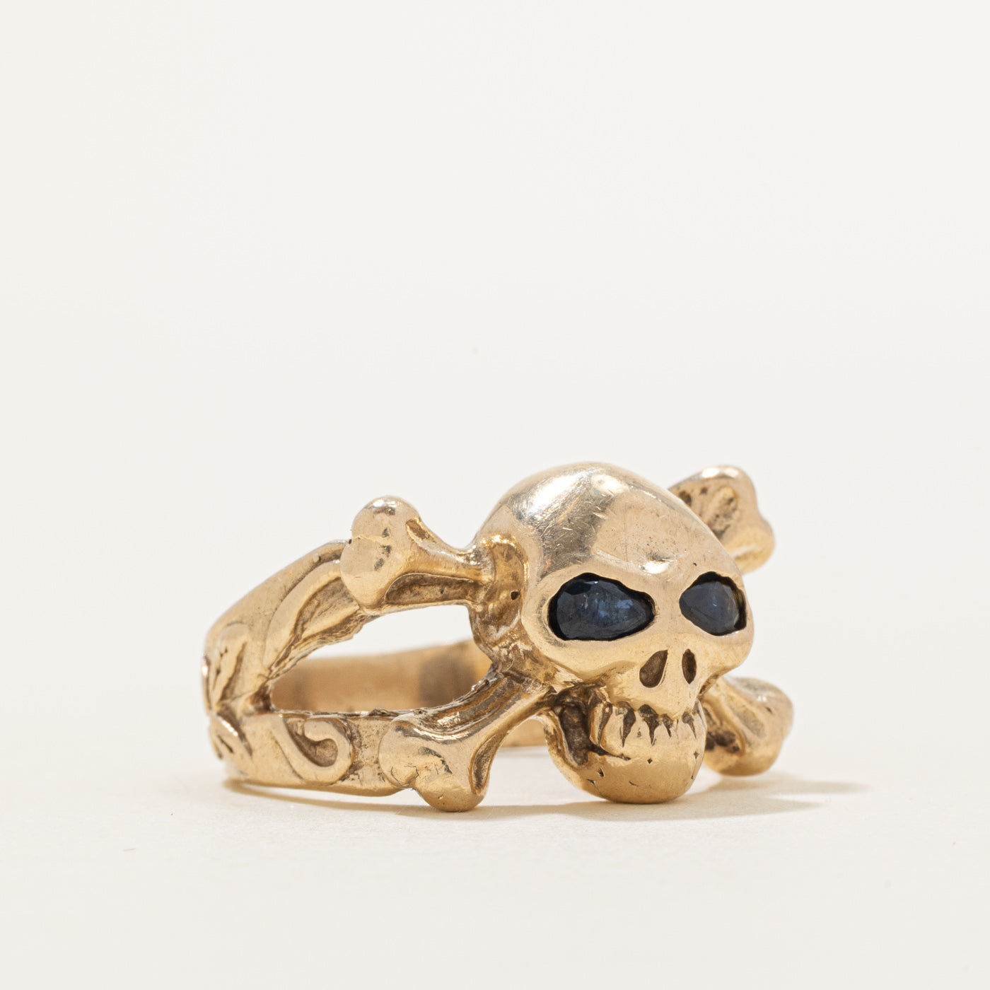 Sapphire Pirate Skull & Crossbones Ring | 0.32ctw | SZ 7.5