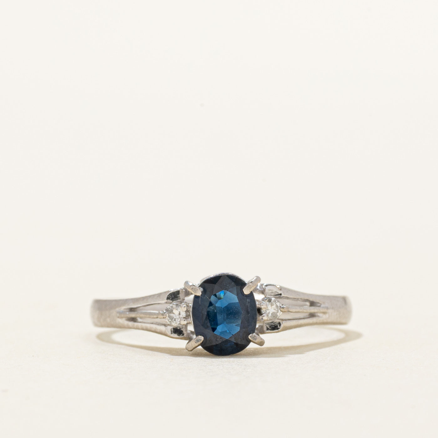 900 Platinum Sapphire & Diamond Ornate Cathedral Ring | 0.50ct, 0.03ctw | SZ 6