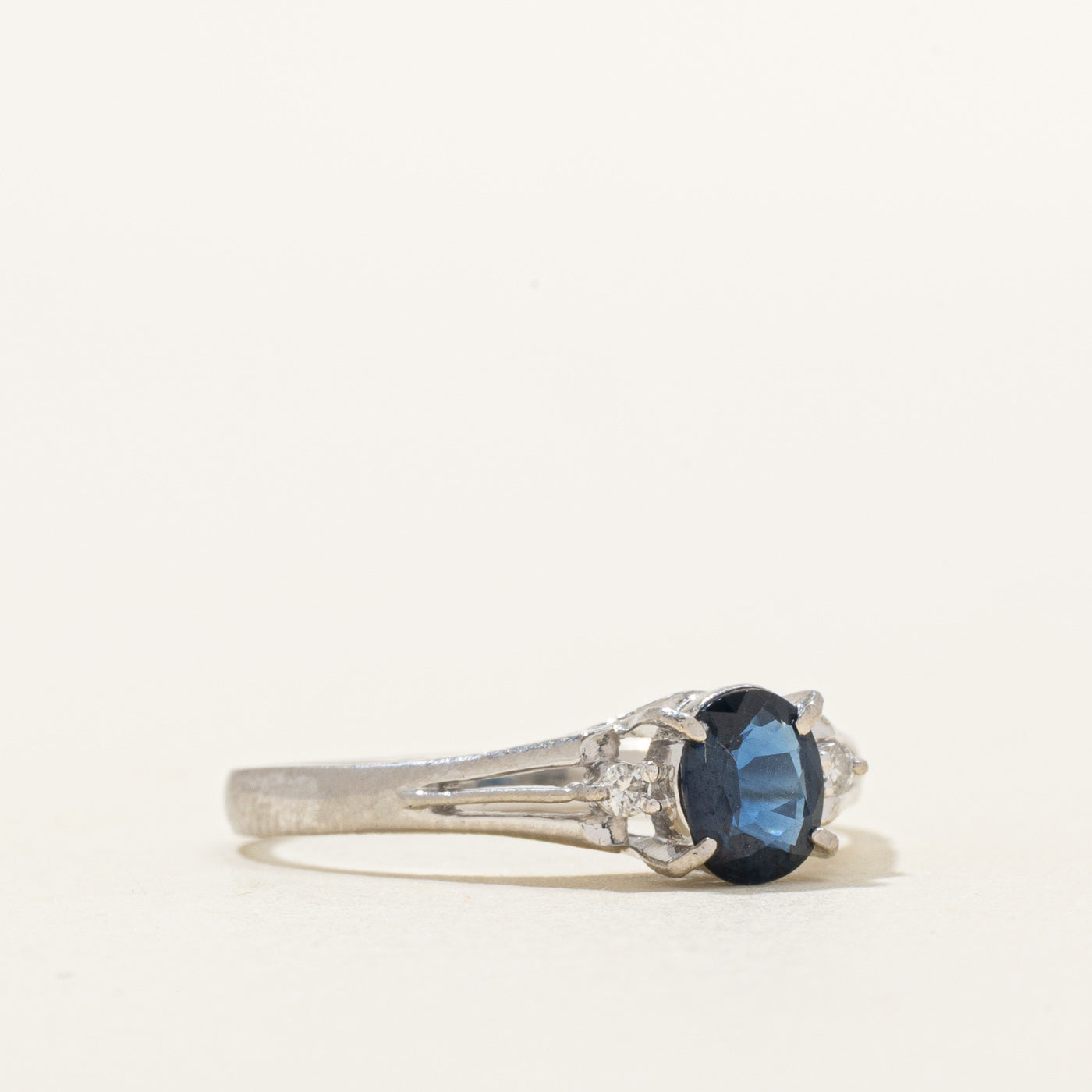 900 Platinum Sapphire & Diamond Ornate Cathedral Ring | 0.50ct, 0.03ctw | SZ 6
