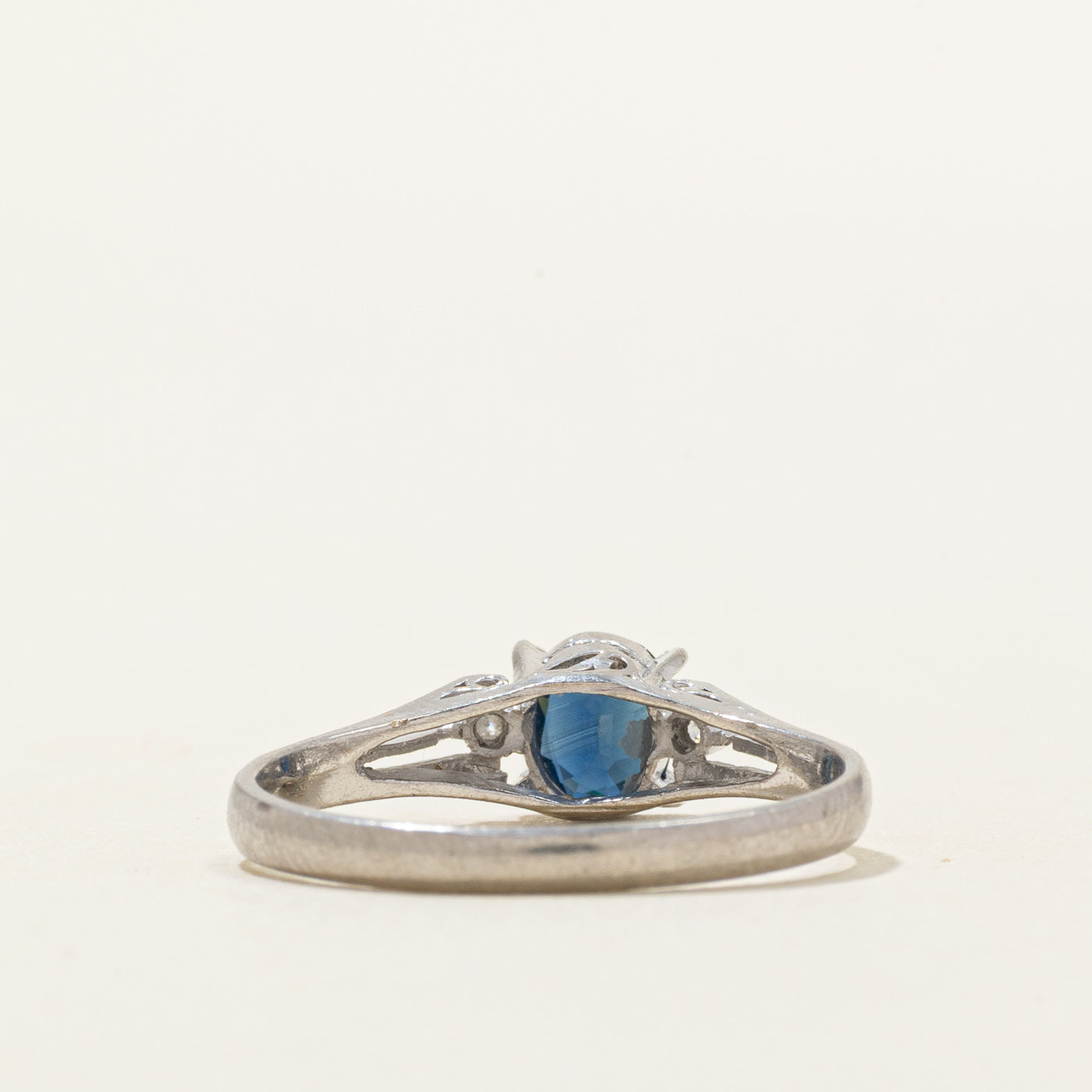 900 Platinum Sapphire & Diamond Ornate Cathedral Ring | 0.50ct, 0.03ctw | SZ 6