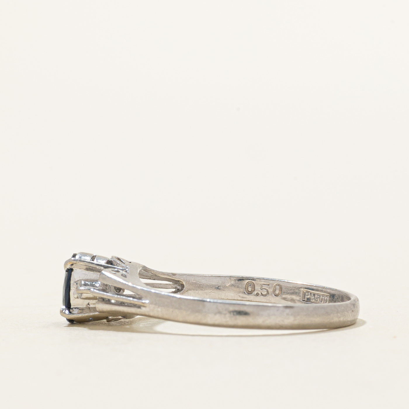 900 Platinum Sapphire & Diamond Ornate Cathedral Ring | 0.50ct, 0.03ctw | SZ 6