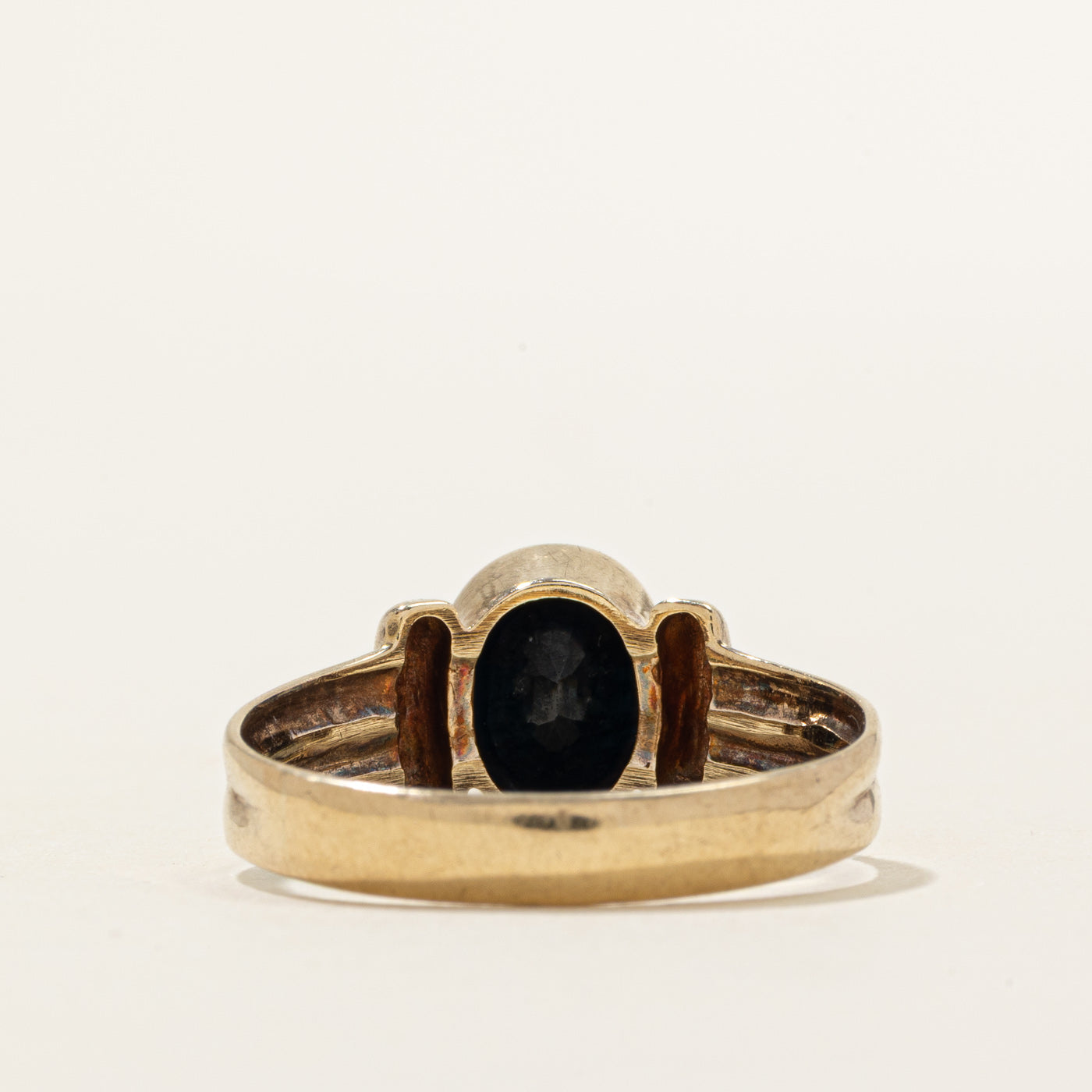 Bezel Set Black Sapphire Grooved Ring | 3.30ct | SZ 11