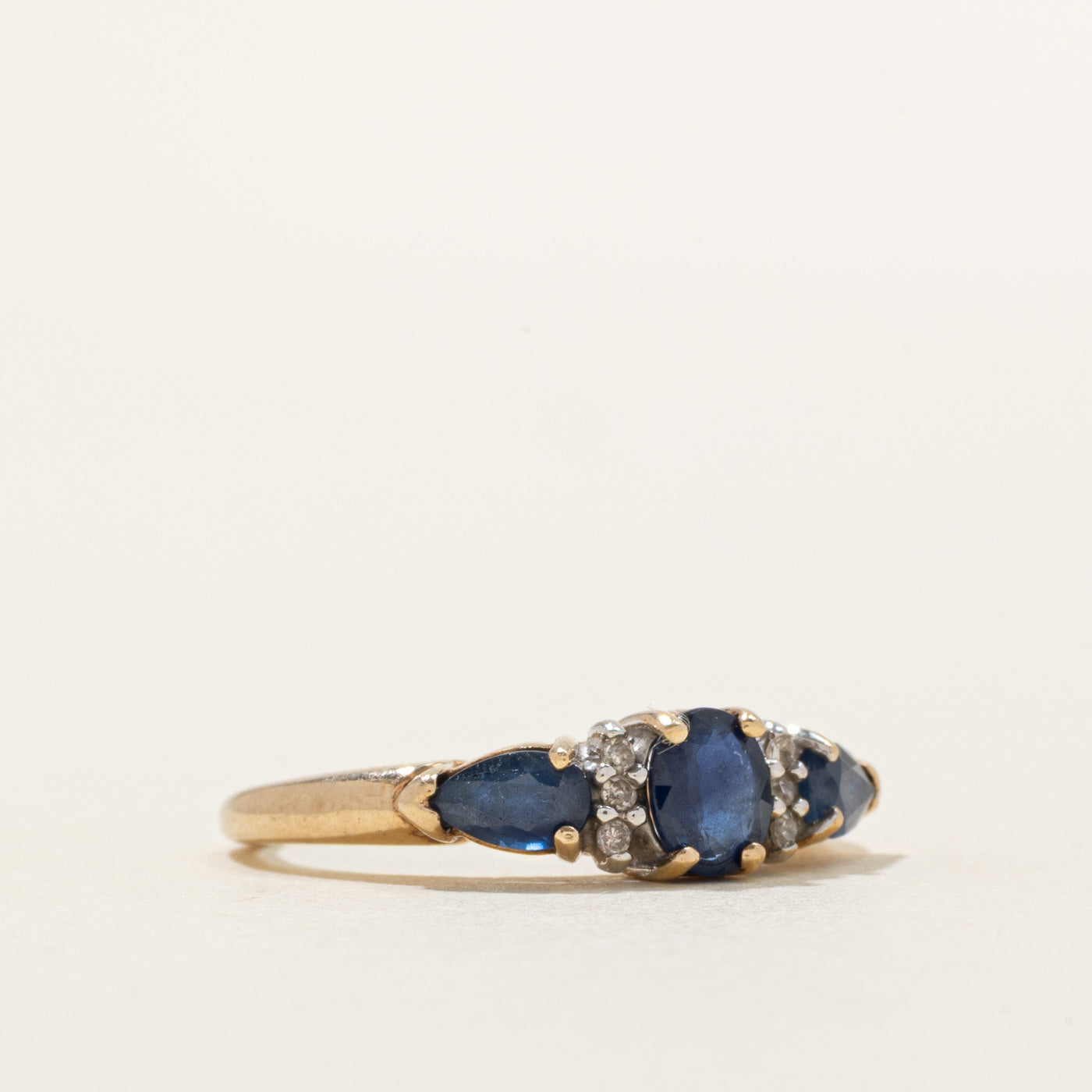 Pear Cut Sapphire & Diamond Ring | 0.95ctw, 0.03ctw | SZ 5.25