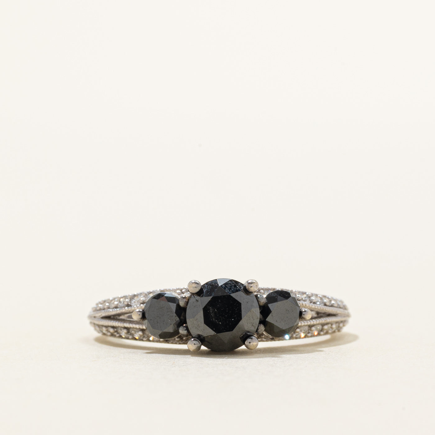 Black Diamond & Diamond Accent Ornate Ring | 1.60ctw | SZ 8