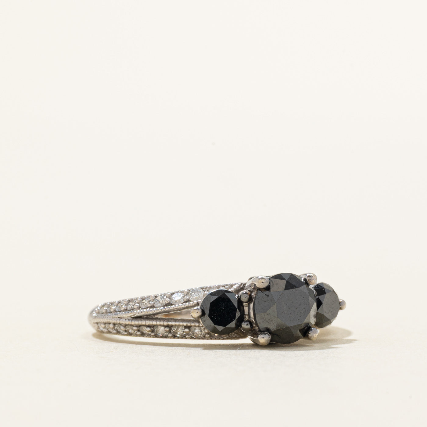 Black Diamond & Diamond Accent Ornate Ring | 1.60ctw | SZ 8