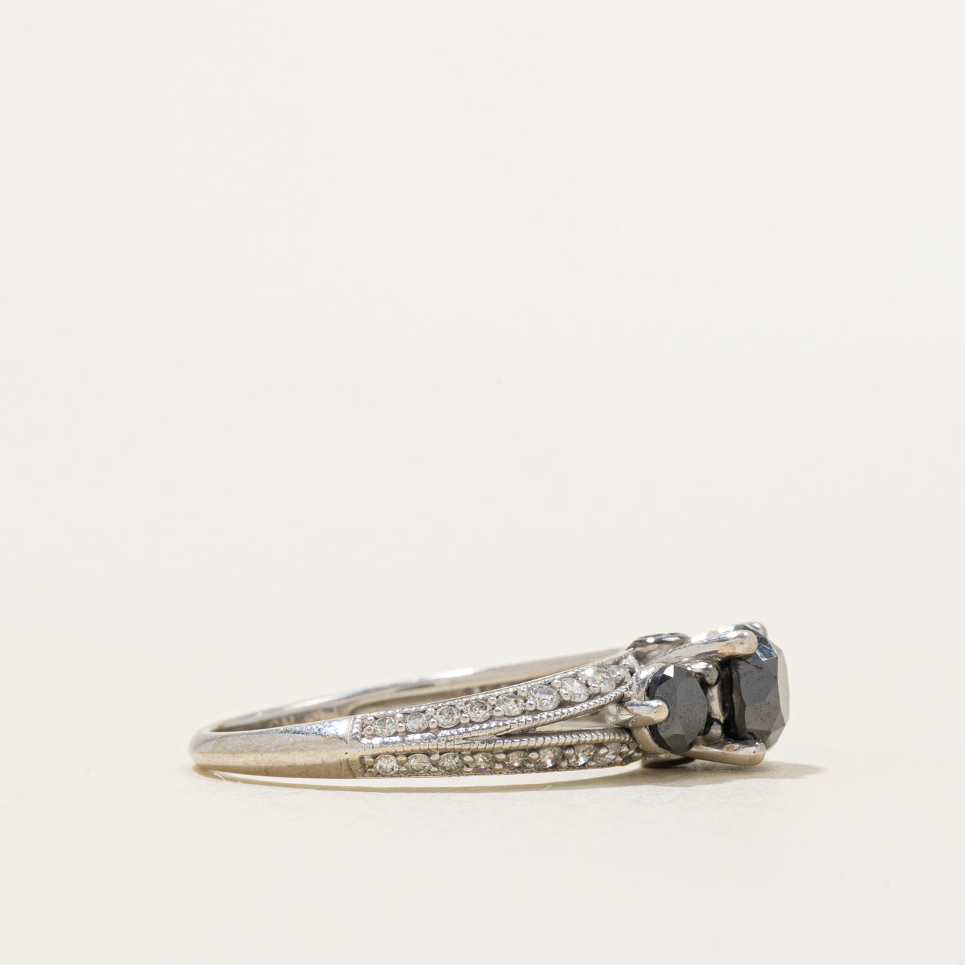 Black Diamond & Diamond Accent Ornate Ring | 1.60ctw | SZ 8