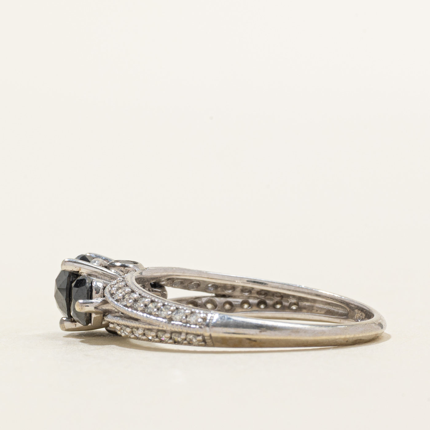 Black Diamond & Diamond Accent Ornate Ring | 1.60ctw | SZ 8