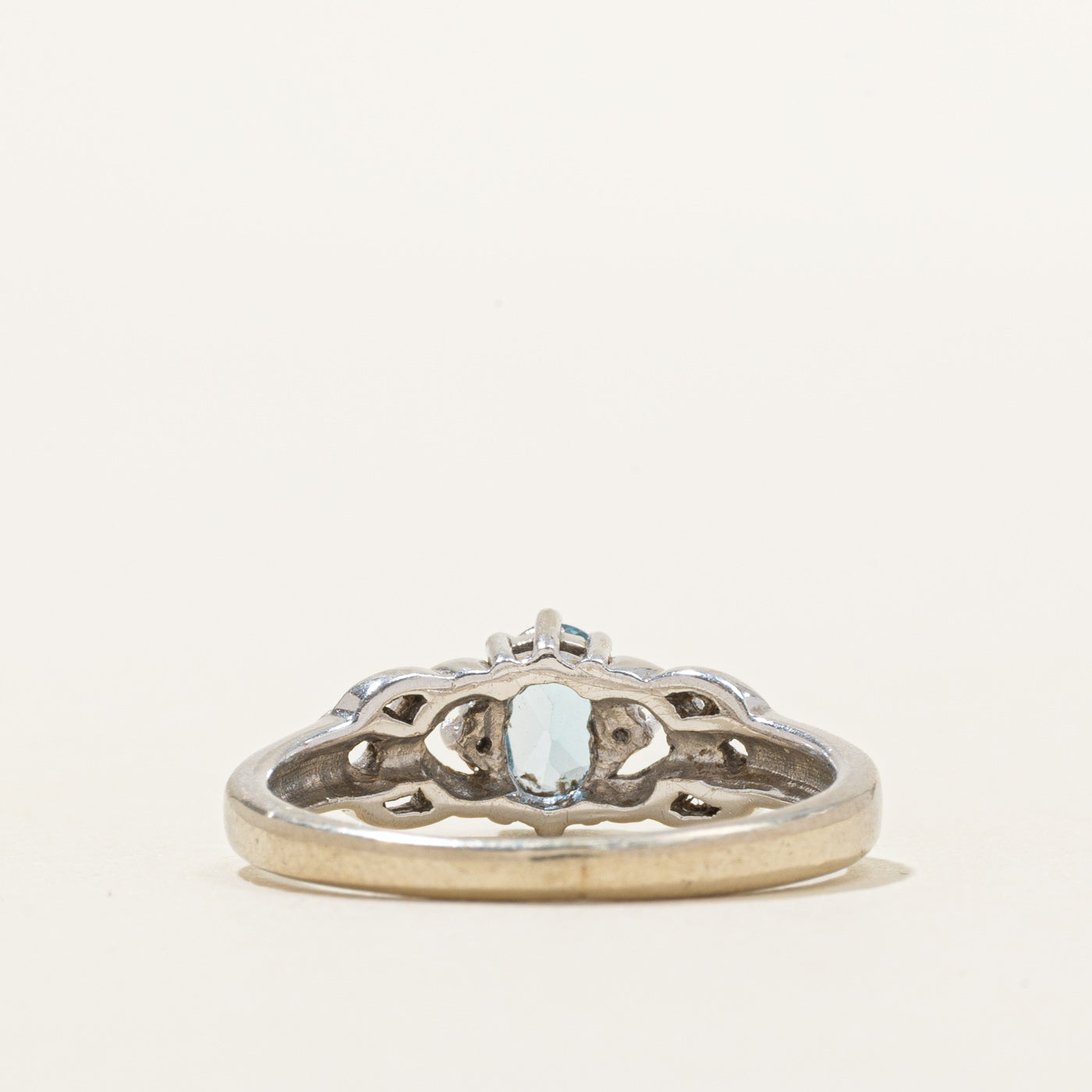 Blue Topaz & Diamond Twisted Ring | 0.40ct, 0.01ctw | SZ 6.25