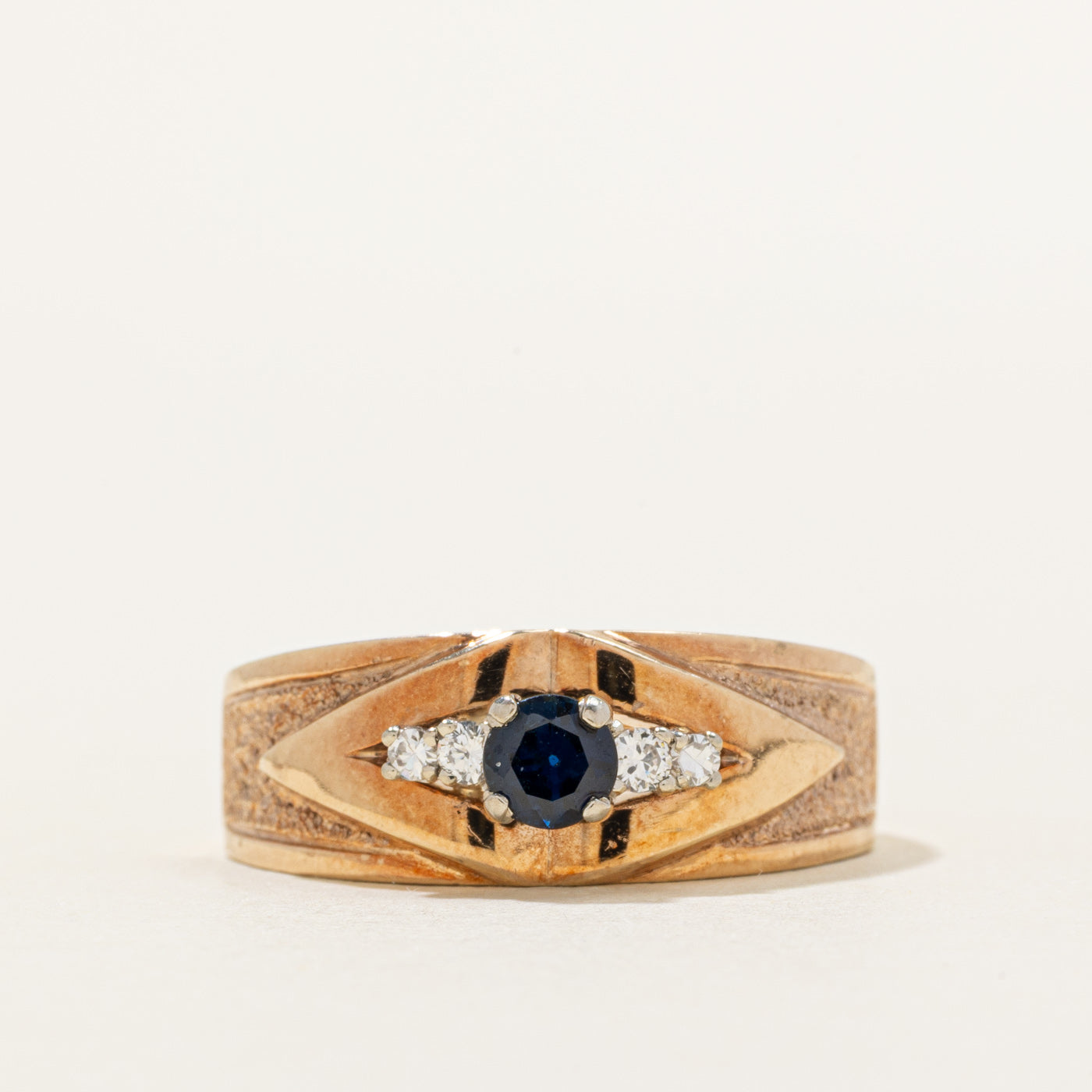 Sapphire & Diamond Textured Ring | 0.40ct, 0.10ctw | SZ 10