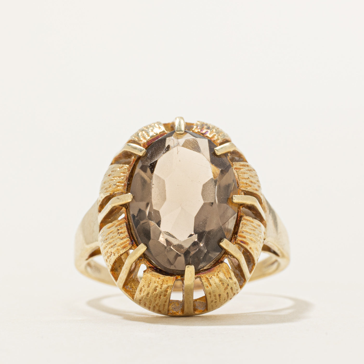Smoky Quartz Textured Cocktail Ring | 4.65ct | SZ 8.5