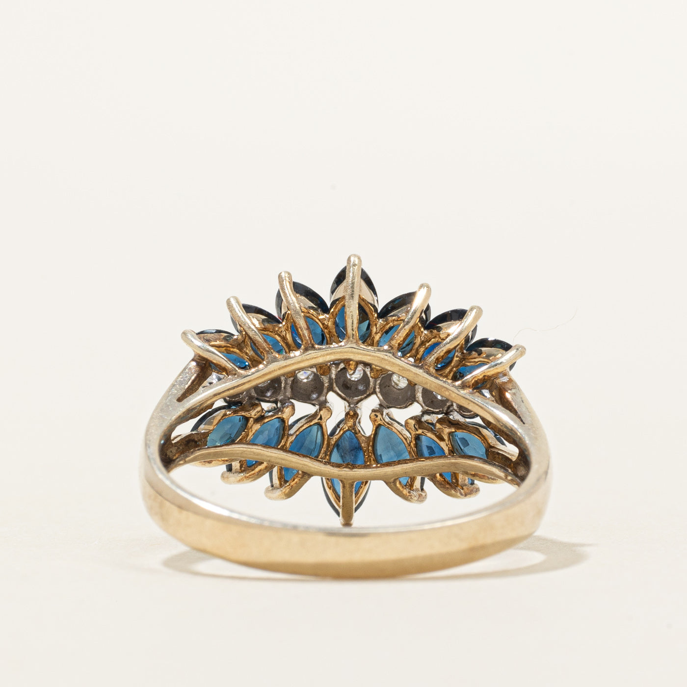 Multi-Row Marquise Cut Sapphire & Diamond Ring | 1.00ctw, 0.03ctw | SZ 7