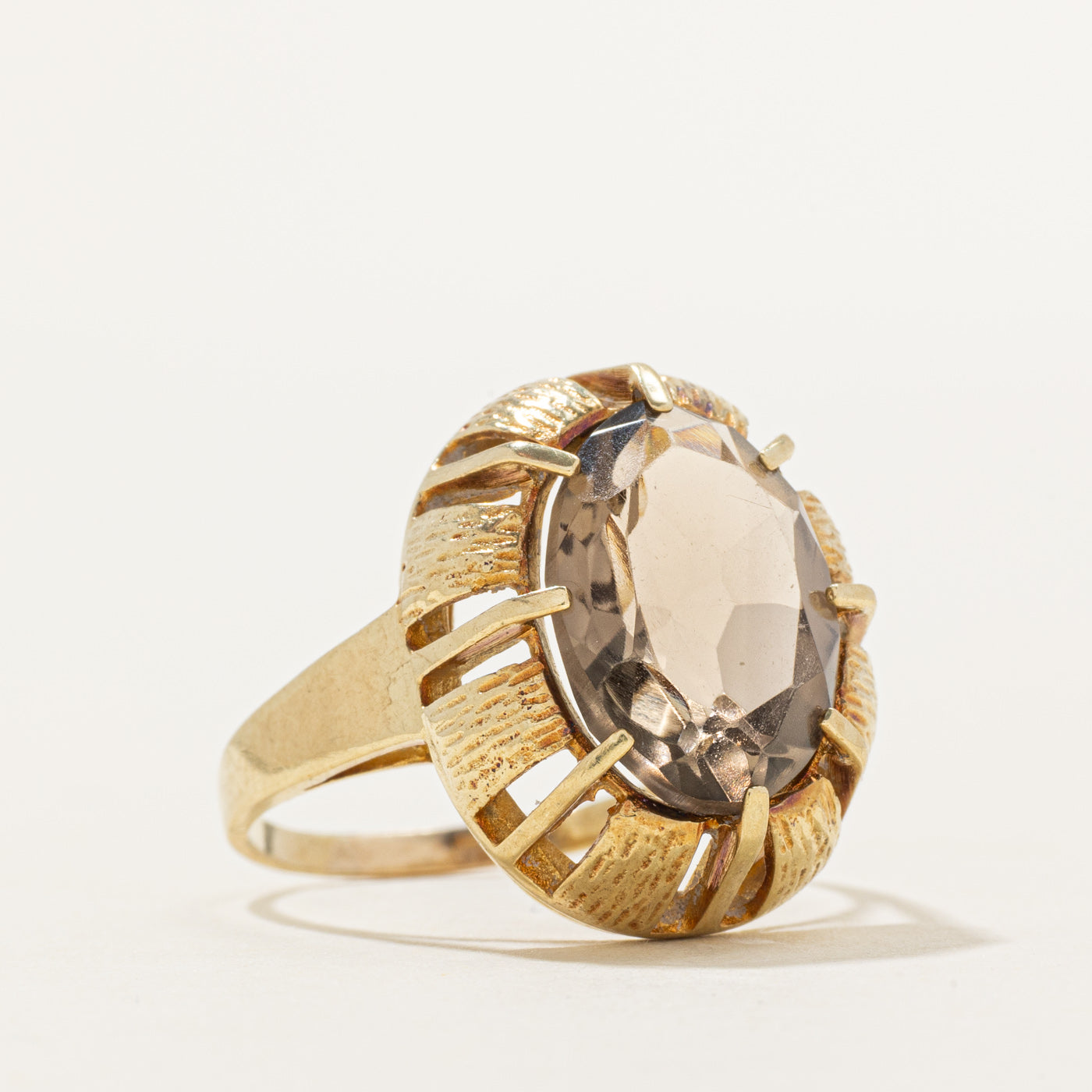 Smoky Quartz Textured Cocktail Ring | 4.65ct | SZ 8.5