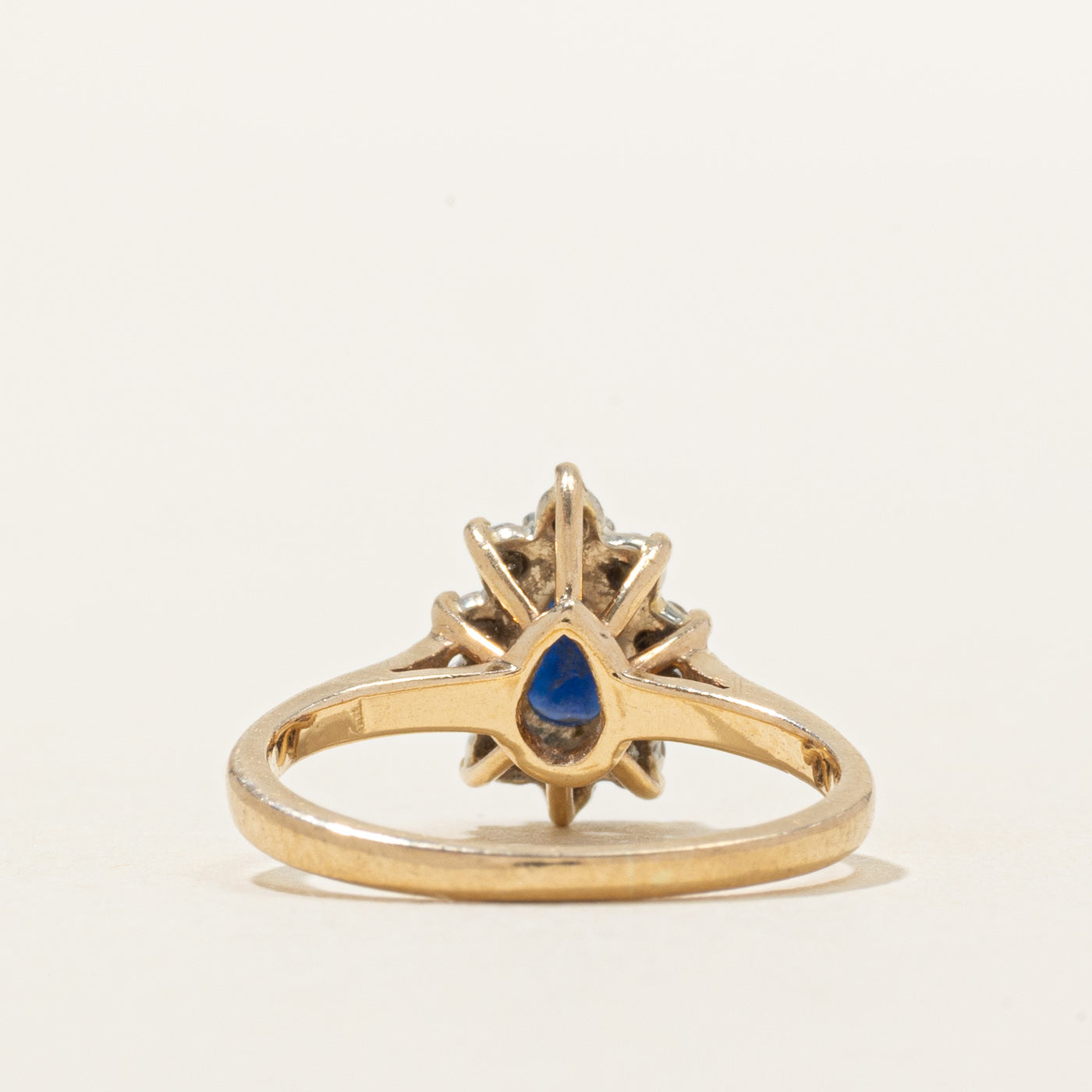 'Birks' Pear Cut Sapphire & Diamond Petal Ring | 0.46ct, 0.10ctw | SZ 3.25