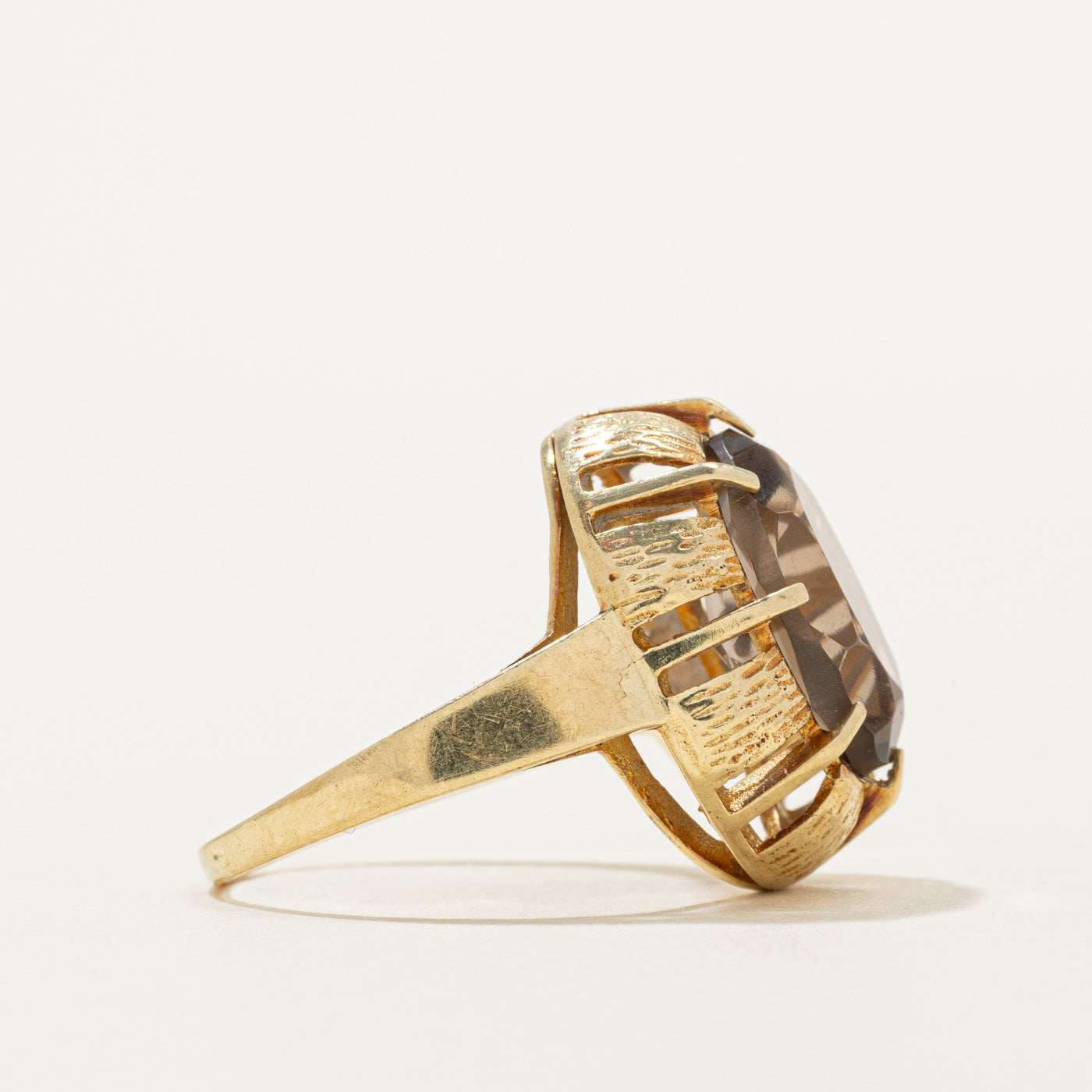 Smoky Quartz Textured Cocktail Ring | 4.65ct | SZ 8.5