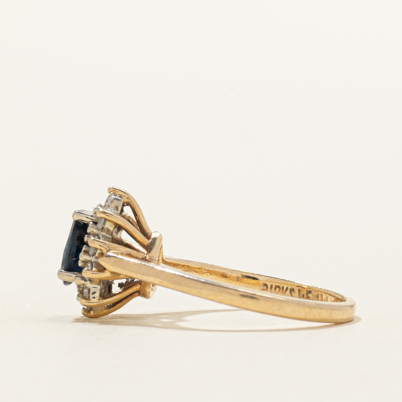 'Birks' Pear Cut Sapphire & Diamond Petal Ring | 0.46ct, 0.10ctw | SZ 3.25