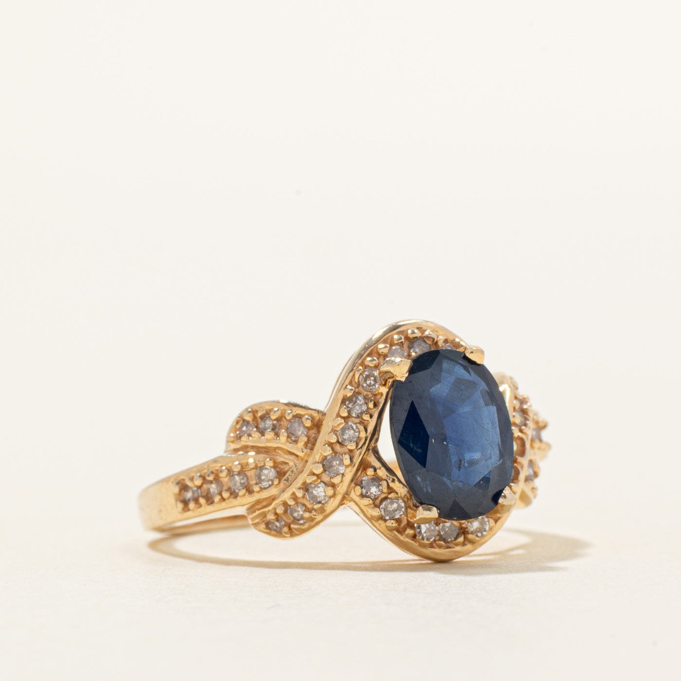 Sapphire & Diamond Double Cross Over Ring | 1.60ct, 0.19ctw | SZ 6