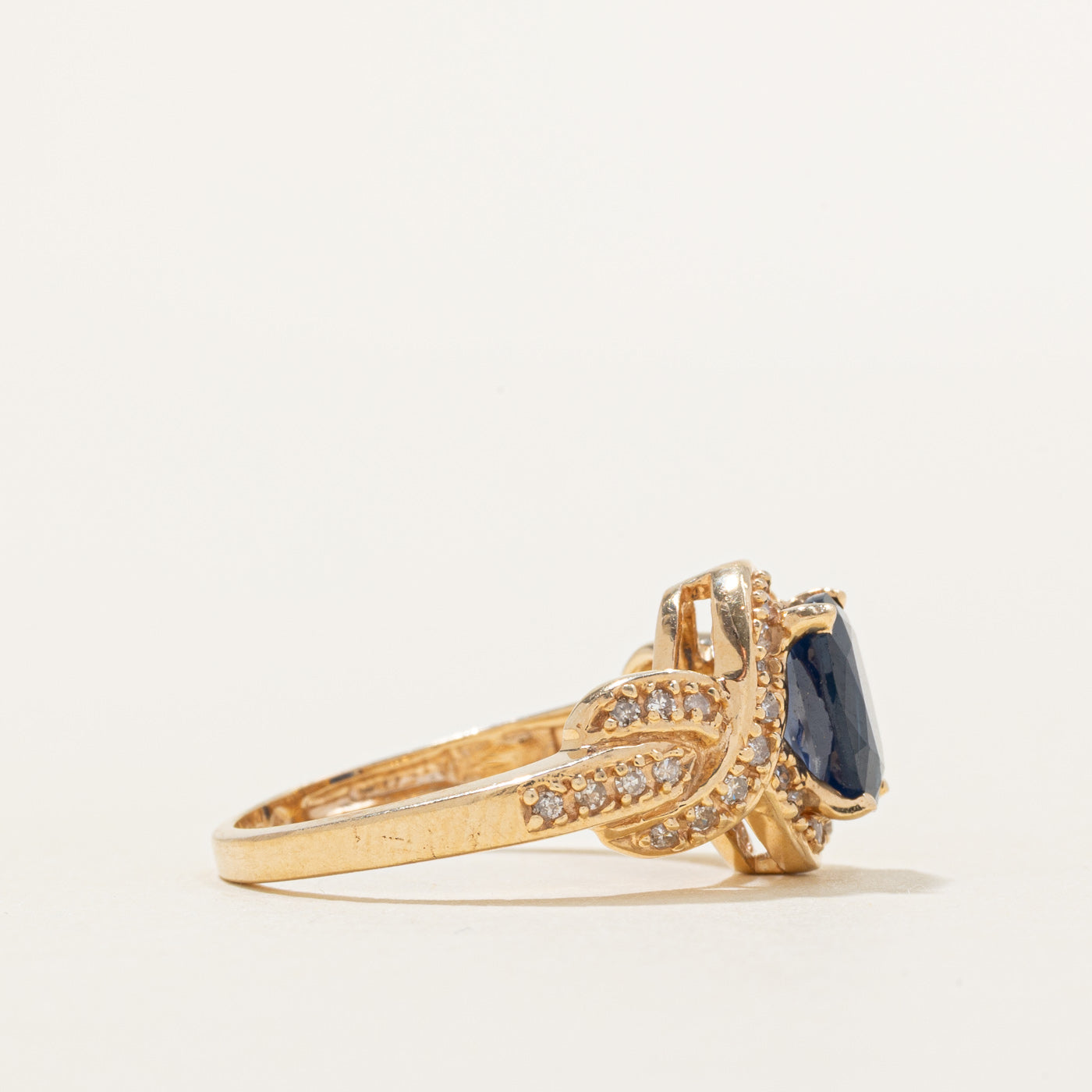 Sapphire & Diamond Double Cross Over Ring | 1.60ct, 0.19ctw | SZ 6